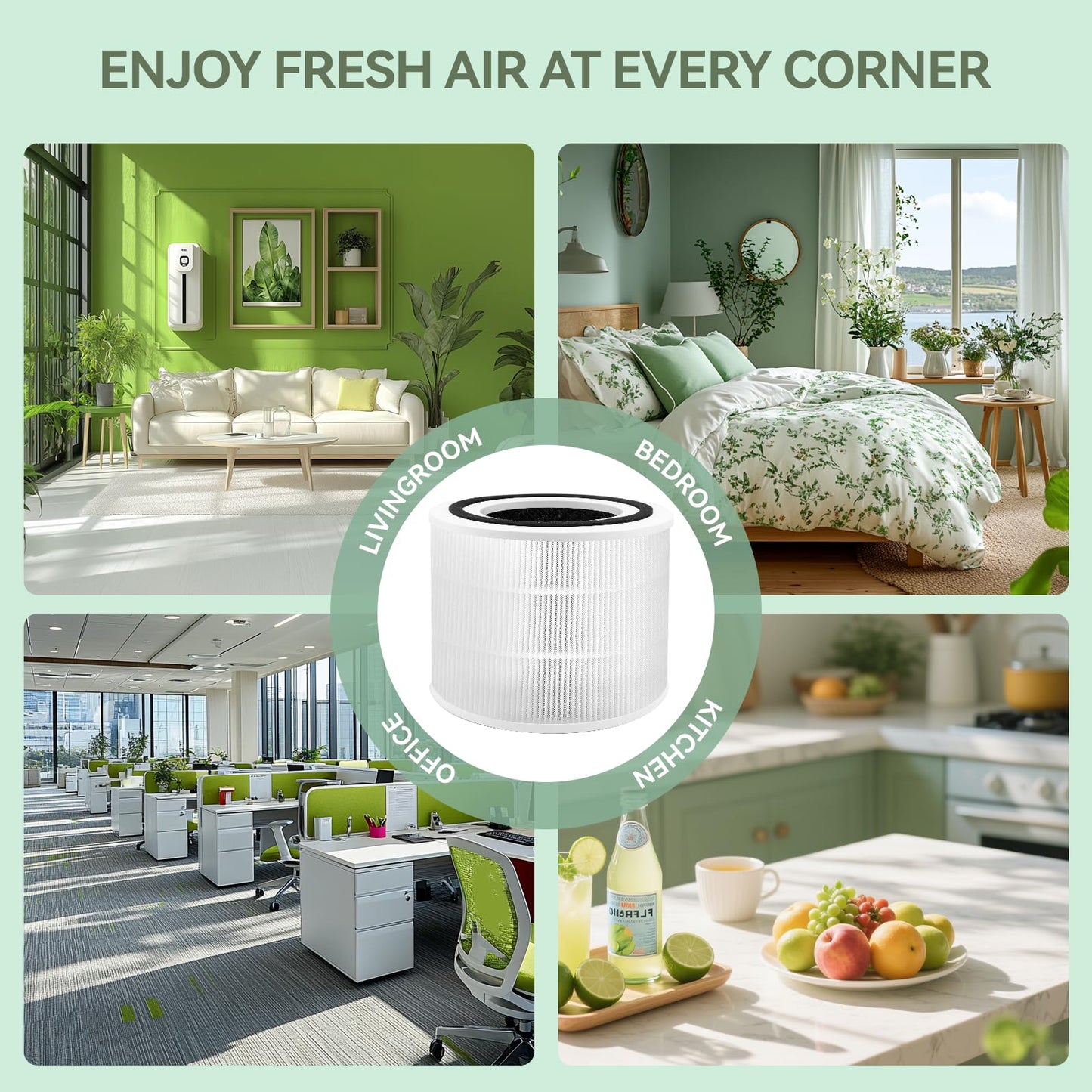 240 Replacement Filter Compatible with 240 Air Cleaner Purifier, 3-in-1 HEPA 14 Filter Replacement, 4 Pack