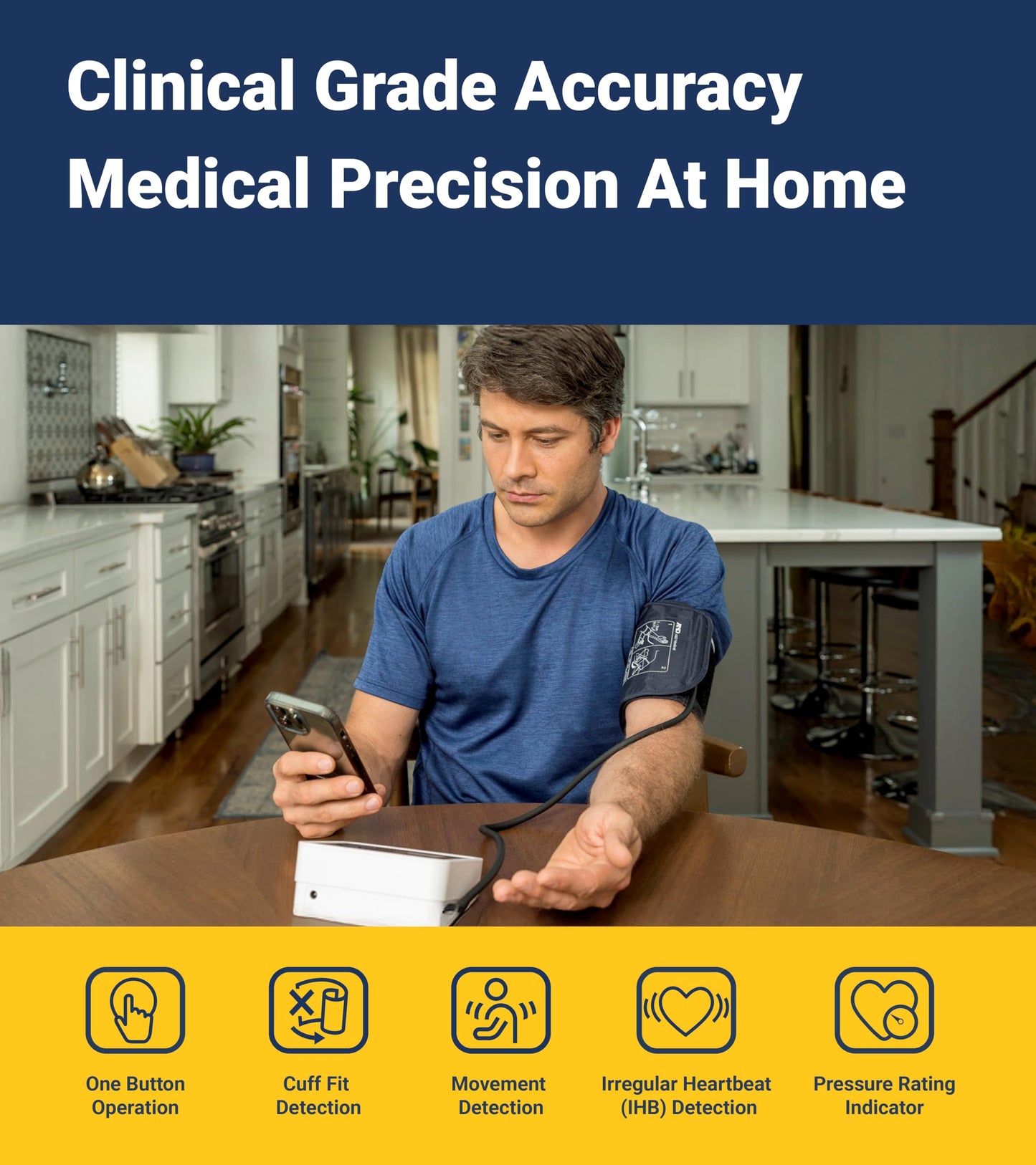 A&D Medical Multi-User Bluetooth Blood Pressure Monitor for Home Use - UA-770BLE - Wide Range Cuff (8.6-16.5" / 22-42cm), Up to 4 Users, iOS & Android Compatible, AA Batteries