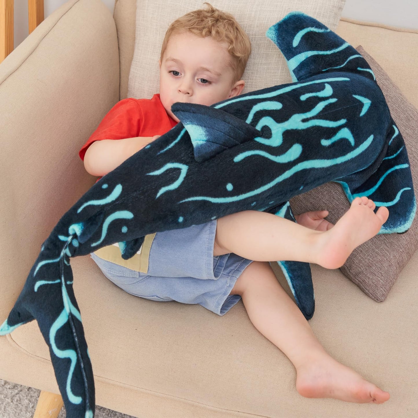 Beeyybuy 40 inch Hammerhead Shark Stuffed Animal - Giant Shark Plush Toy