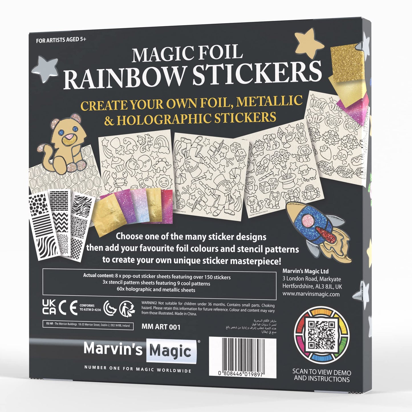 Marvin's Magic - Magic Foil Rainbow Stickers - Foil, Metallic & Holographic Stickers - Magical Art Supplies - 150 Stickers & More