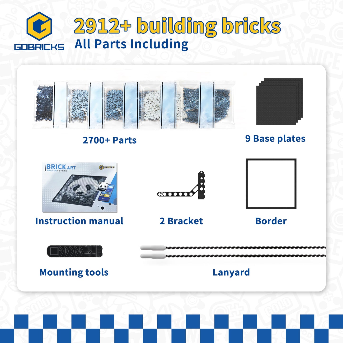 GOBRICKS Personalized Mosaic Building Set, DIY Craft Kit for Brick Wall Art Creation from Any Photo, Unique Gift for Birthday, Anniversary, Pixel Art Kit Desktop Decor (15.75 in x 15.75 in,2912pcs+)
