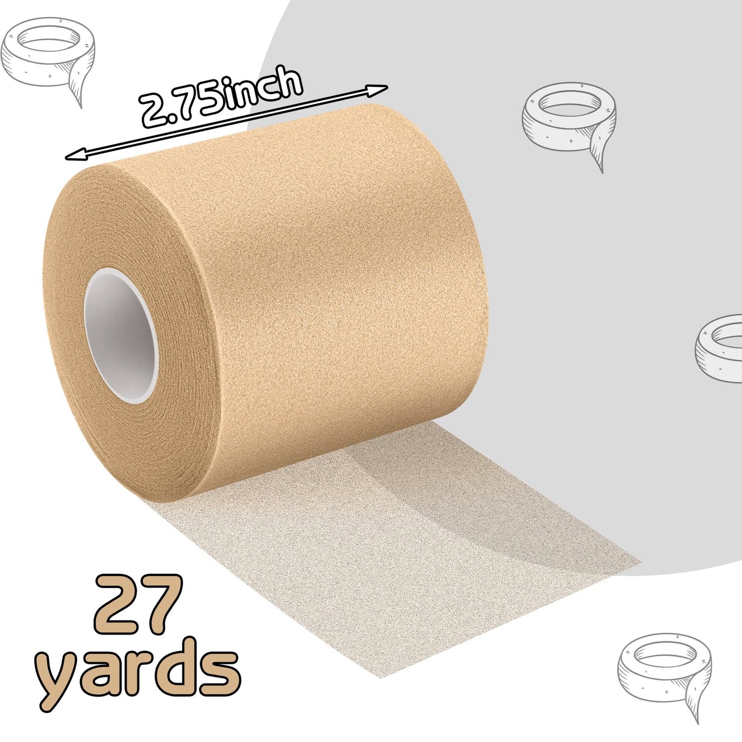 24 Pieces Foam Underwrap Tape Sports Prewrap Athletic Tape Foam Pre Wrap for Ankles Wrists Hands and Knees(Beige)