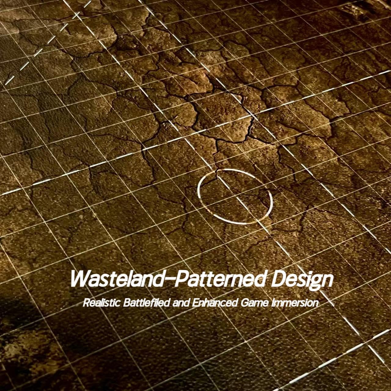 Lighter Creative 44'' x 60'' Battle Mat Gridded War-Gaming Mat for WH40K, Wargame RPG and Other Tabletop Games - Made of Synthetic Leather, Wasteland Patterned (Rolled Package)