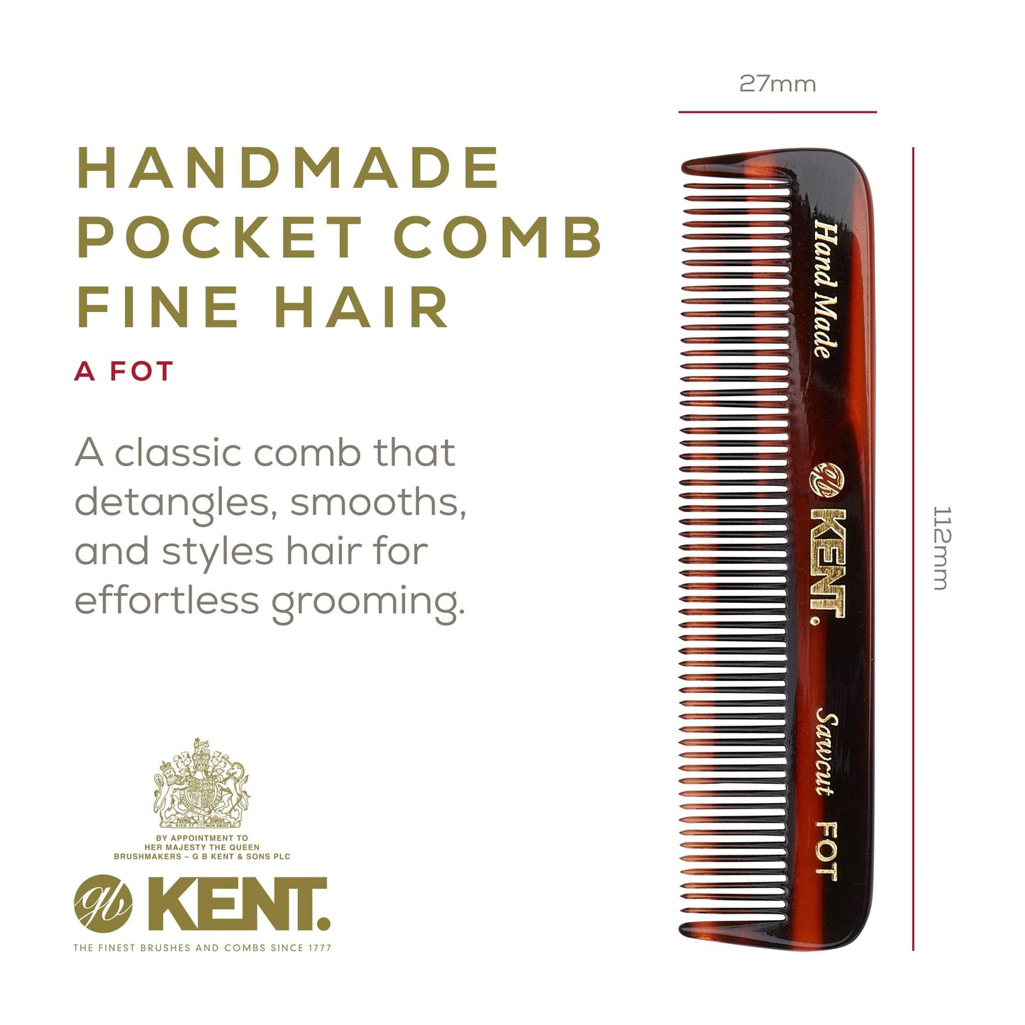 Kent Boar Bristle Beard Brush, Sawcut Comb & Fine Tooth Comb - Grooming & Trimming Kit for Men