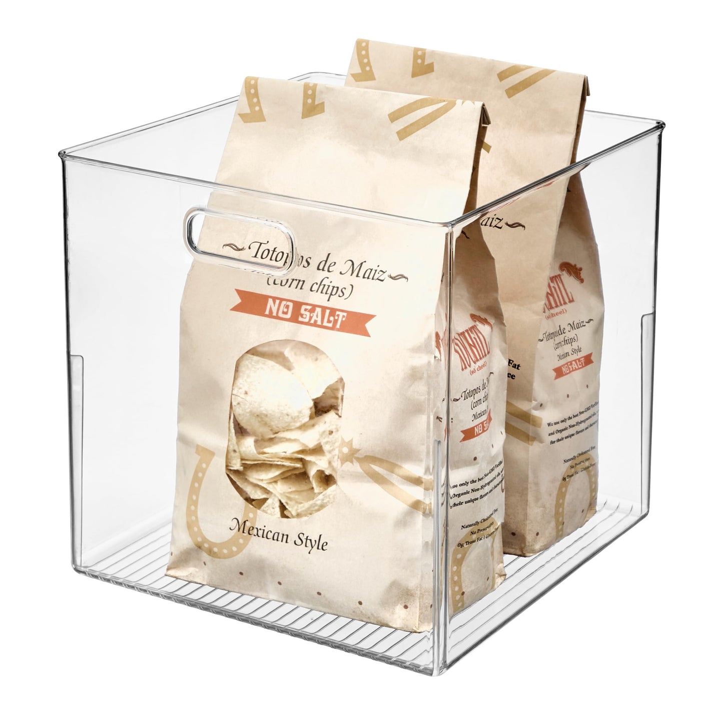 iDesign Pantry Storage Bin, Large Cube Organizer for Cabinet, Countertop, or Fridge, Clear, Made in USA