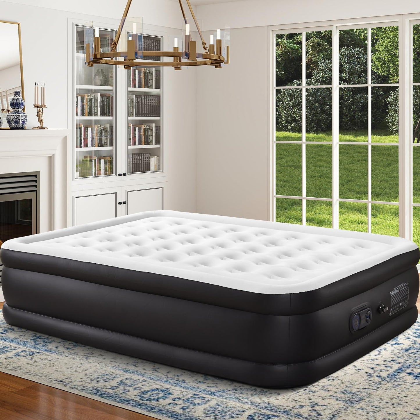 DUMOS Queen Air Mattress with Built-in High Capacity Pump- 18" Inflatable Blow Up Airbed, Double Height Air Bed for Home or Camping, Non-Slip Bottom Design, Weight Capacity 660 lbs