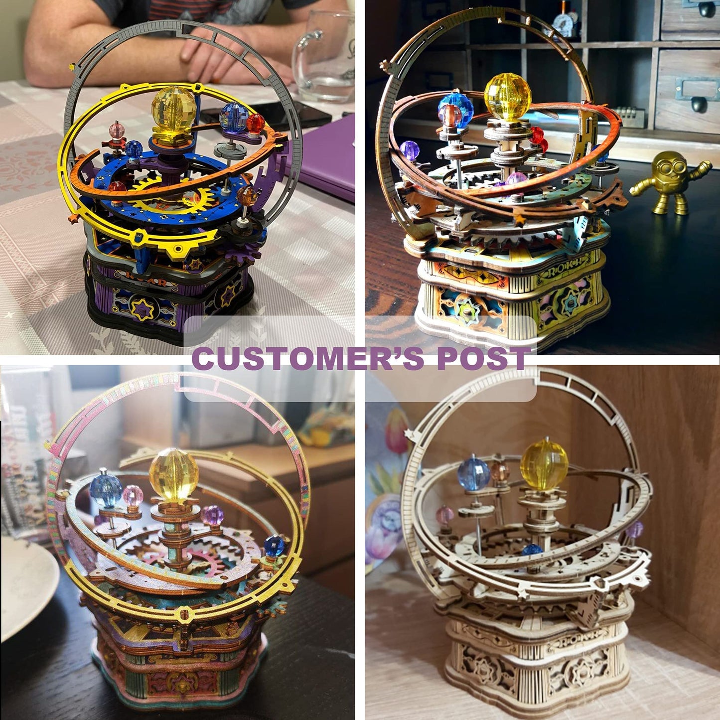 ROKR 3D Wooden Puzzles Rotatable DIY Model Music Box Mechanical Starry Night - Educational Brain Teaser Assembly Model Building Kits, Adults Crafts Hobbies Gifts for Adult (Starry Night)
