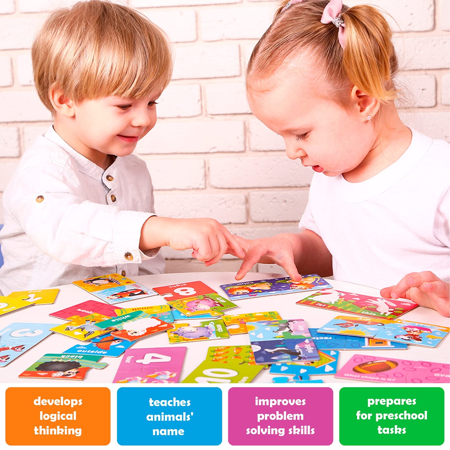 Quokka 5X MEGASET Puzzles for Toddlers 3-5 - Matching Games for Kids Ages 2-4 - Numbers Animals Opposites ABC Learning - Toddlers 1-3 Year Old - Boy and Girl Educational Toy Activities