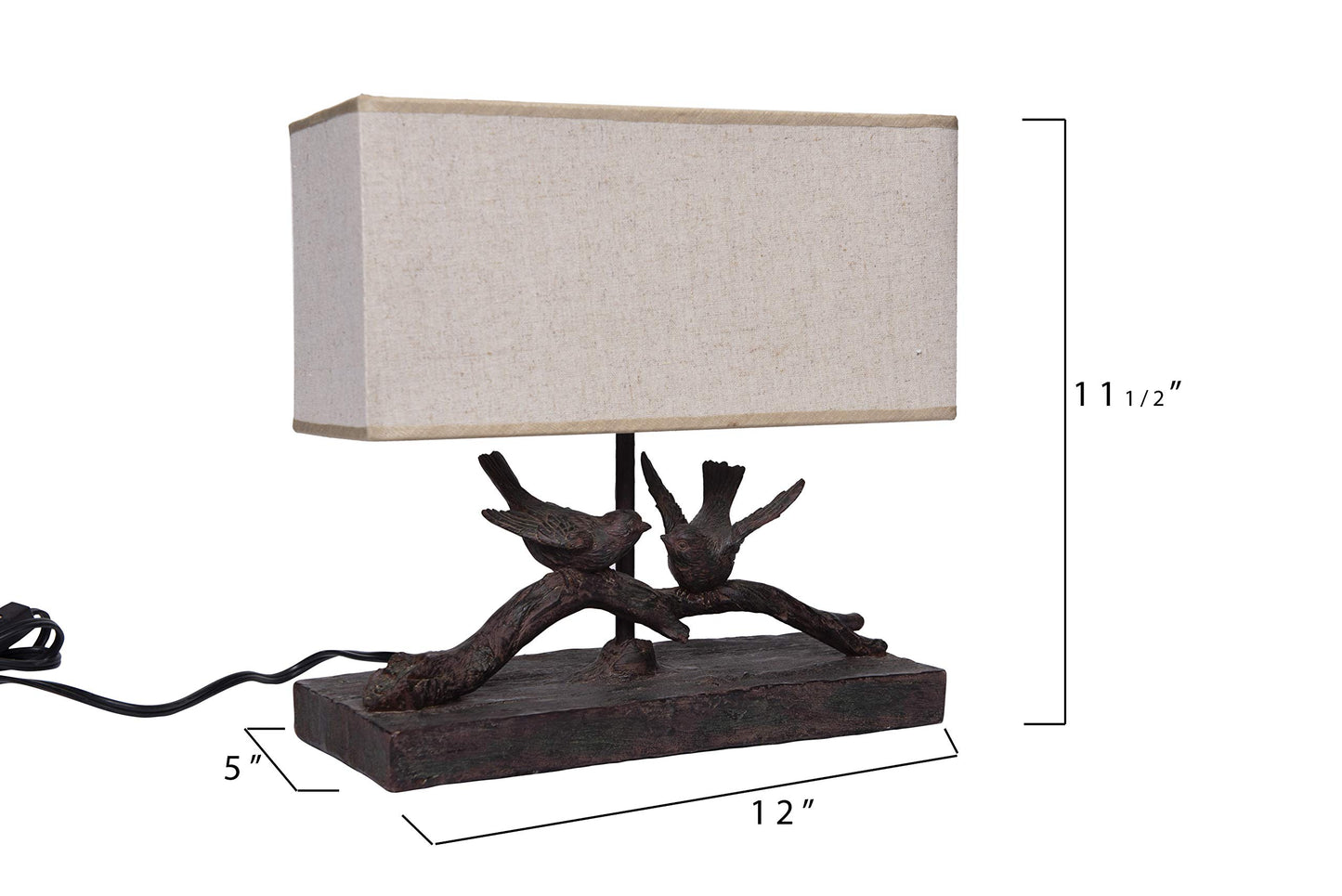 Creative Co-Op Rustic Bird Lamp with Rectangle Shade