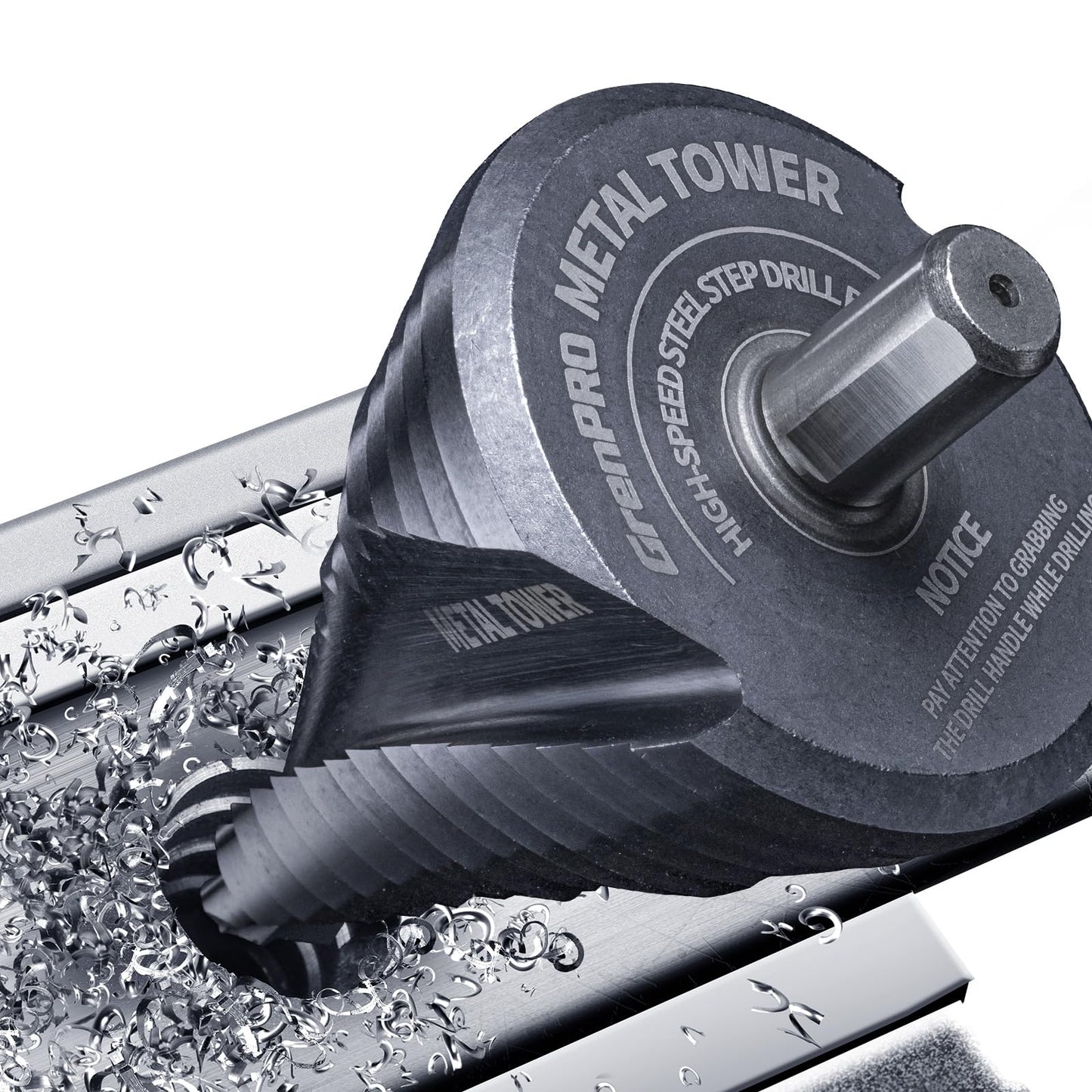 GRENPRO Step Drill Bit for Metal Set, 1/4" - 2-1/2"Large Step Bit, M35 HSS Impact Tough Step Bits for Metal, 1/2" Shank Unibit Step Drill Bits, Stainless Steel, Aluminum, Wood