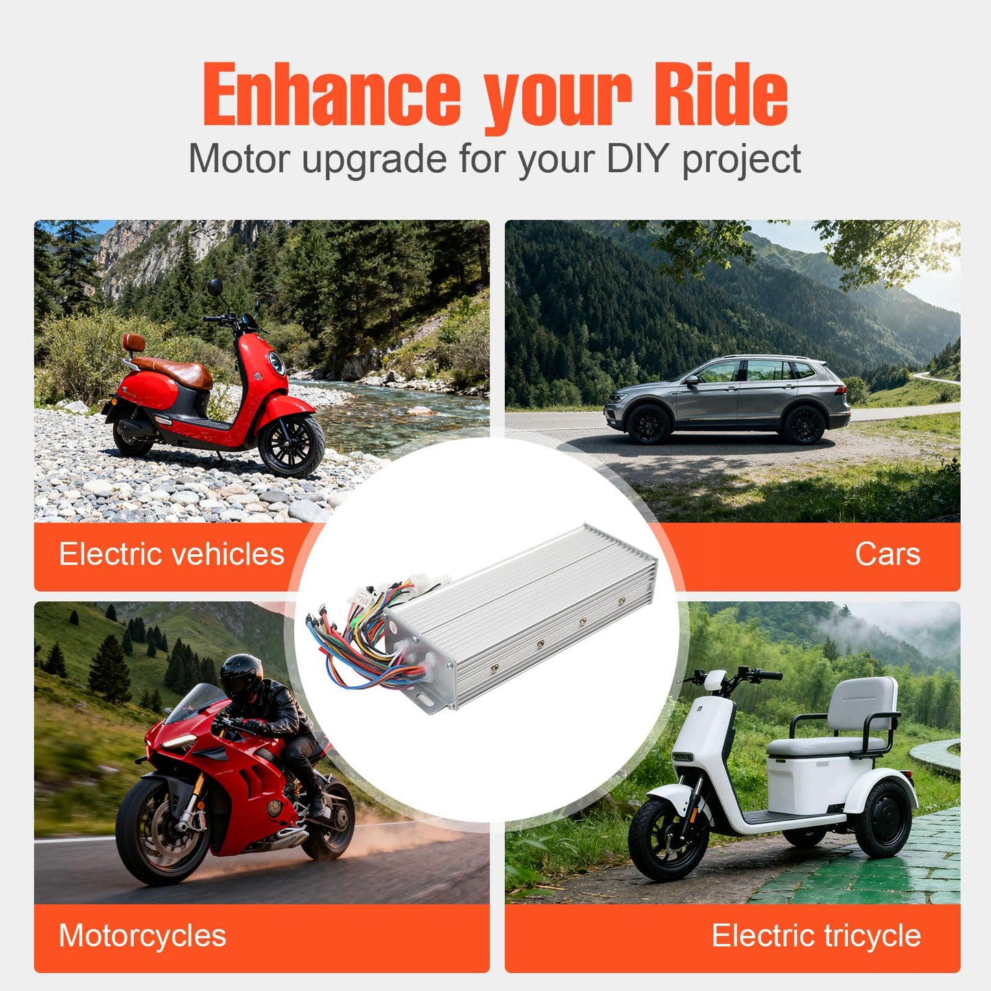Cozyel 48V/72V 2000W Electric Bicycle Brushless Motor Speed Controller for E-Bike & Scooter