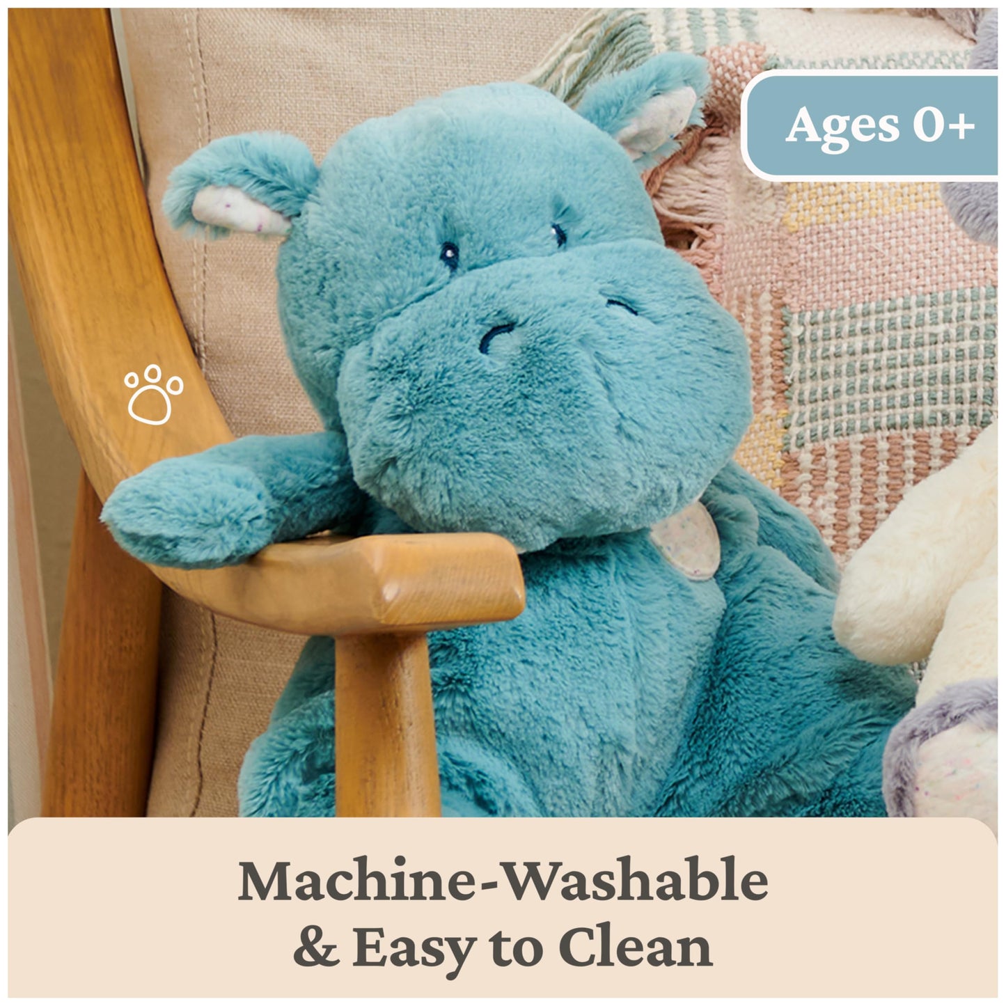 Baby GUND Oh So Snuggly Hippo Large Plush Stuffed Animal for Babies and Infants, Teal, 12.5”