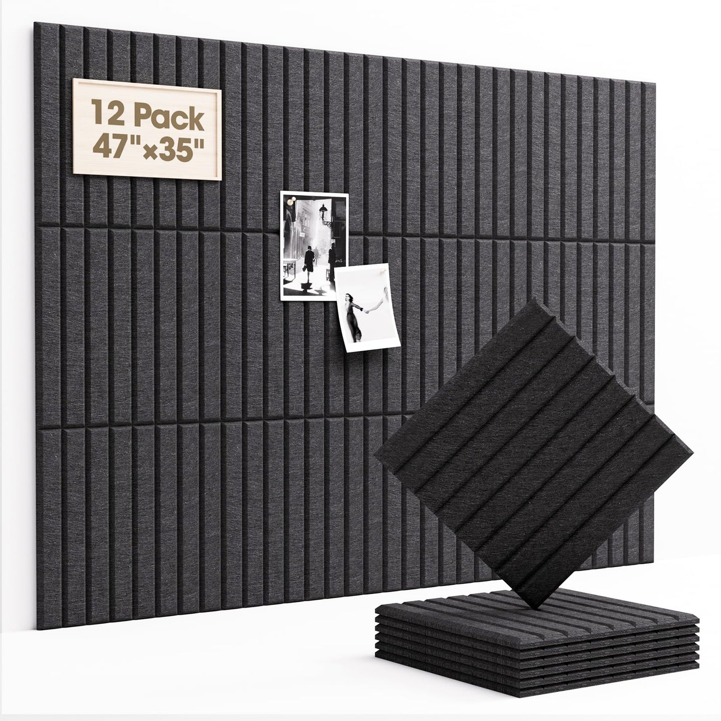Acoustic Panels 12 Pack Square Soundproof Wall Panels with 60 Adhesive Tapes, High Density Acoustic Foam Panels Sound Proof Foam for Home Office, Recording Studio, Ceiling, 12" X 12" X 0.4"