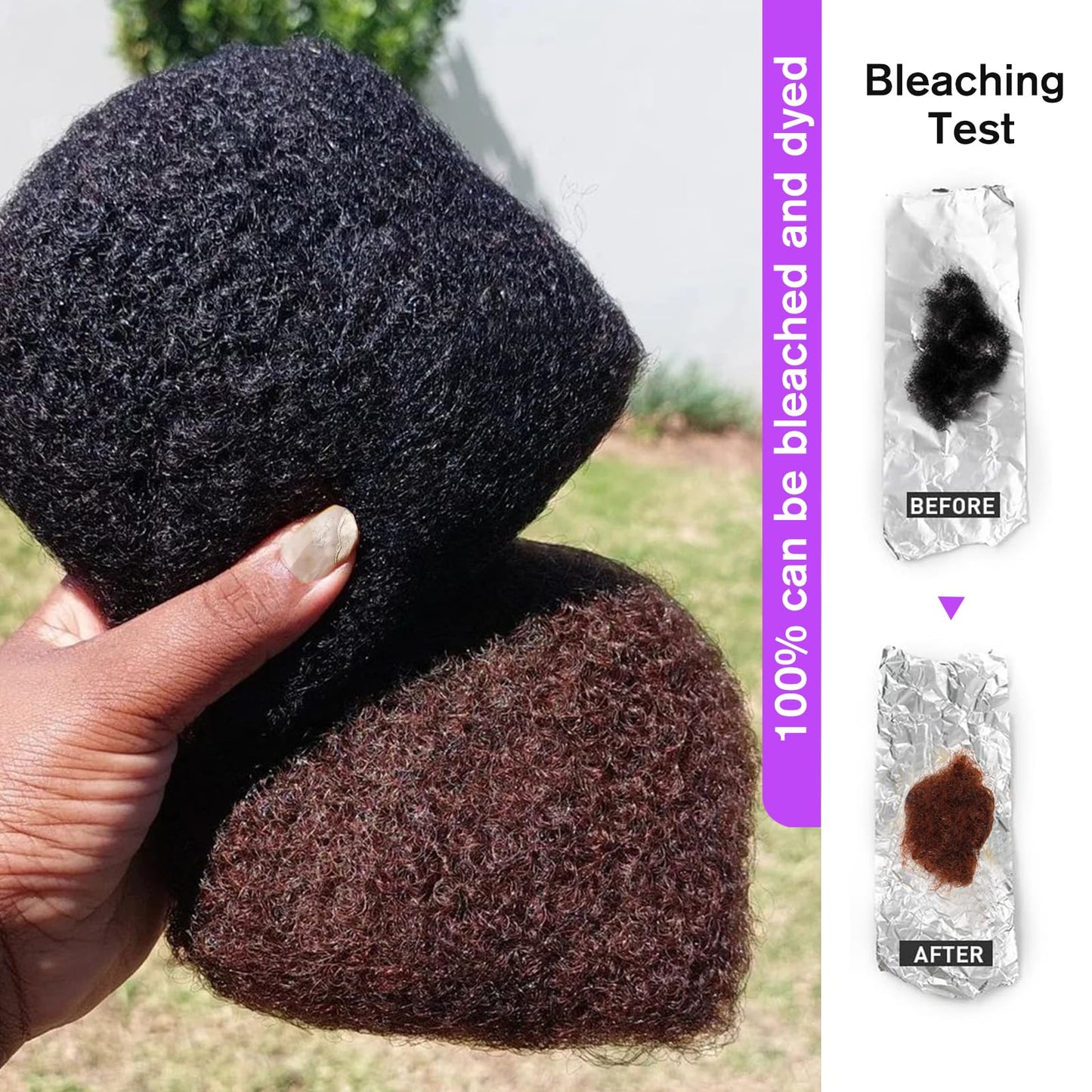 Jiffylocs Tight Afro Kinkys Bulk Human Hair for Dreadlock Extensions 100% Human Hair,5 Packs 8 Inch 150g,Natural Black #1B,Repair Extensions,Making Locs Twist or Braids
