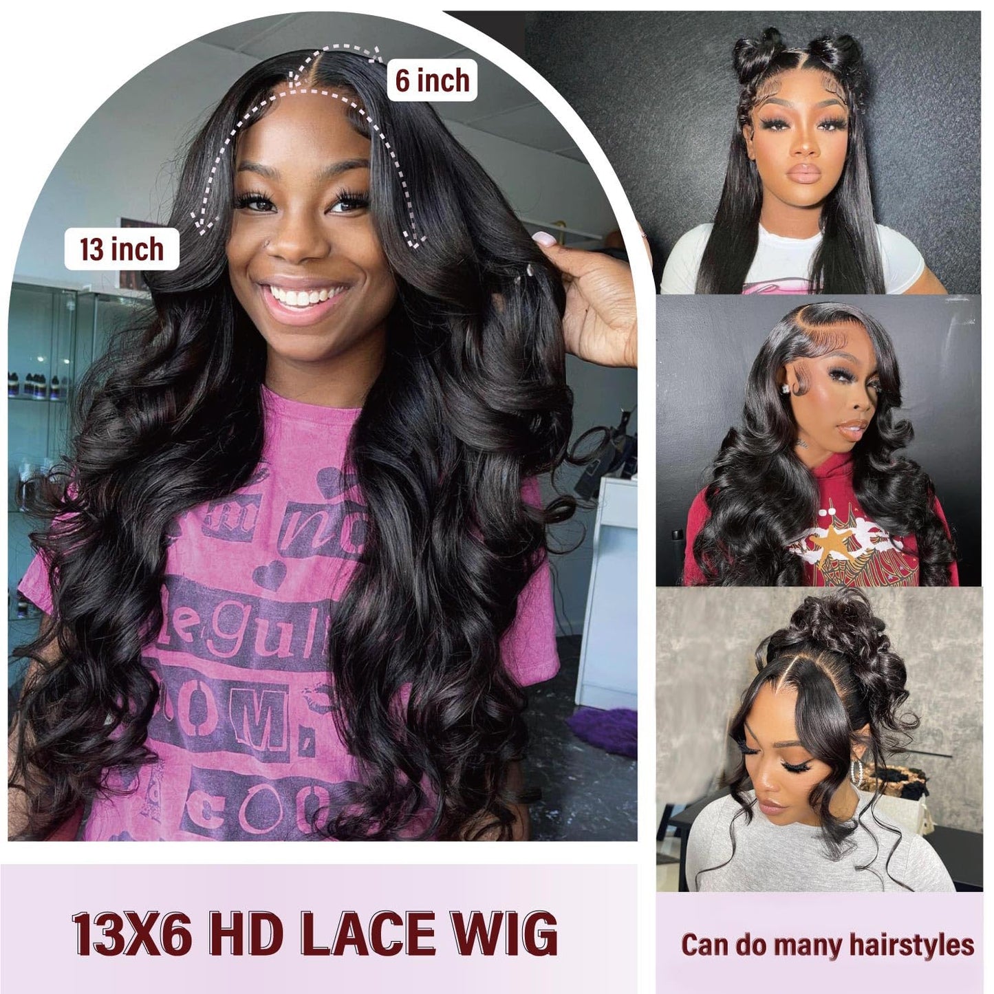 13x6 Body Wave Lace Front Wigs Human Hair Pre Plucked 200 Density HD Transparent Lace Frontal Human Hair Wigs for Women Bleached Knots Glueless Wigs Human Hair with Baby Hair 26inch