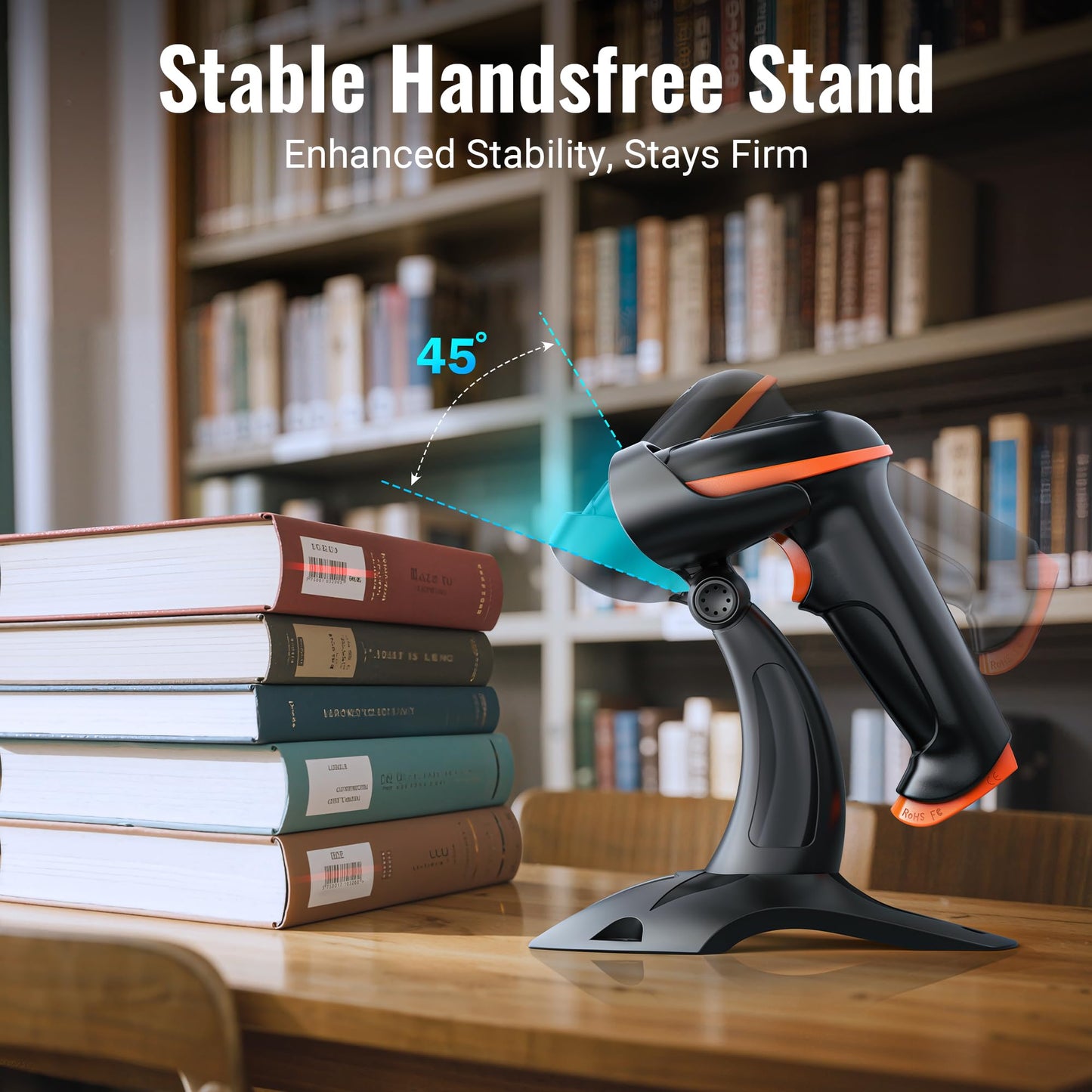 Tera 1D 2D QR Barcode Scanner Wireless and Wired with Battery Level Indicator Digital Printed Bar Codes Reader with Stand Portable Handheld Barcode Scanner Compact Plug and Play Model D5100-Z