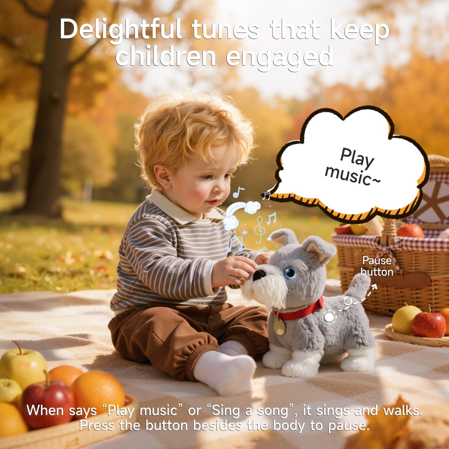 TUMAMA Voice-Activated Control Stuffed Animal Pet Toys, Electronic Interactive Plush Dog Toy that Walking, Talking, Barking, Tail Wagging, Realistic Robot Puppy Toy for 3+ Boys and Girls