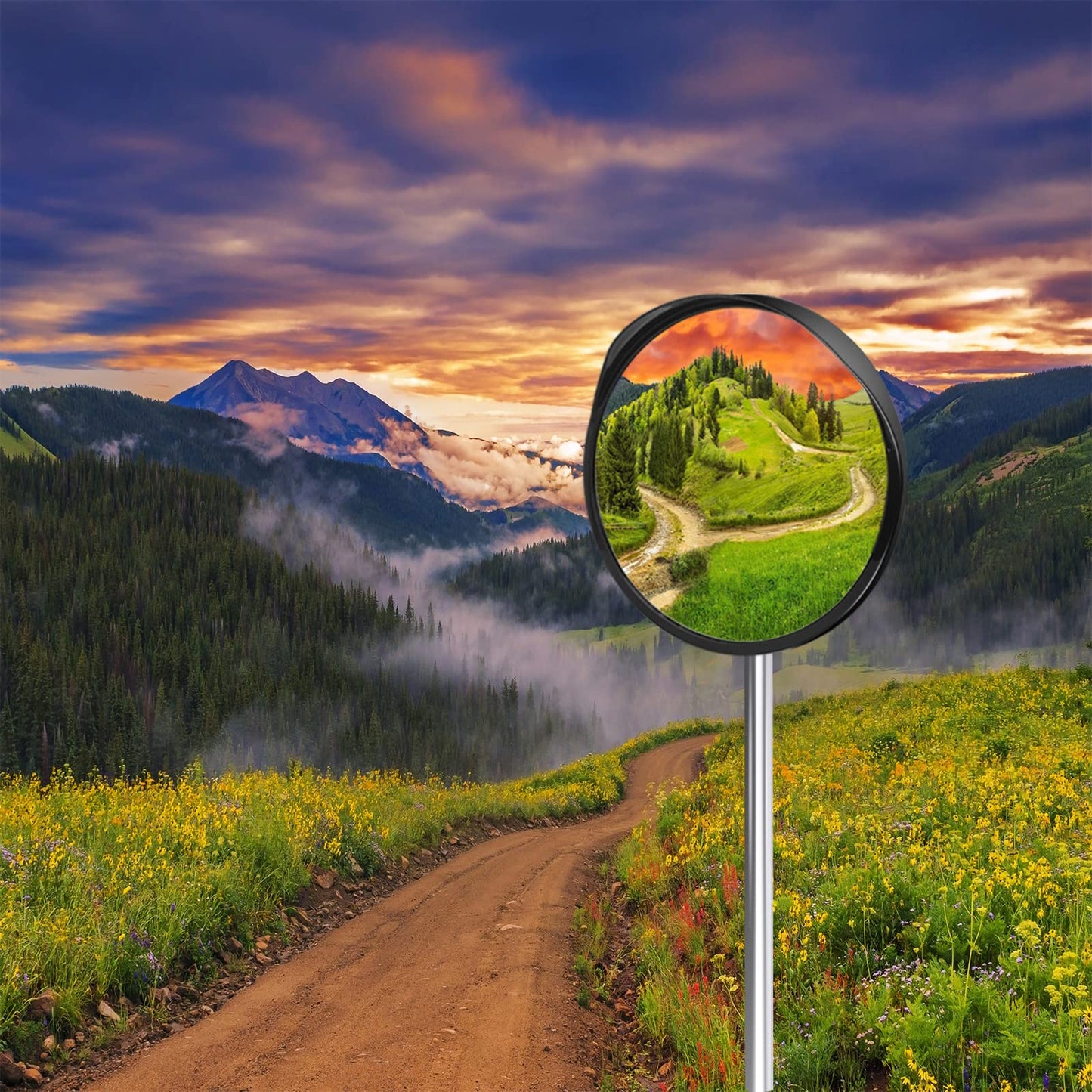 Convex Safety Mirror 𝟮𝟰" 𝗔𝗿𝗰𝘆𝗹𝗶𝗰 𝗗𝗿𝗶𝘃𝗲𝘄𝗮𝘆 𝗠𝗶𝗿𝗿𝗼𝗿, Outdoor Security Mirror Extends View With Adjustable Fixing Bracket, Driveway Parking Garage Office Home Factory By Hydencamm