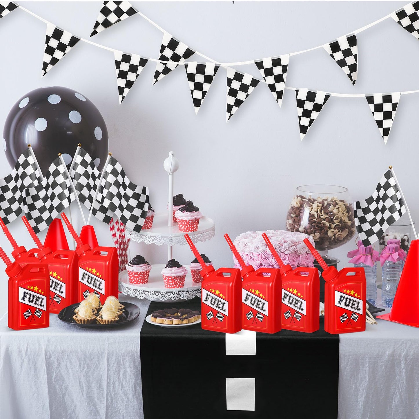 Mifoci 24 Pack Race Car Fuel Can Cups Set 11 oz Car Fuel Can Drinking Cups with Straw Racing Car Theme Birthday Party Favor for Kids Racing Car Theme Birthday Party Baby Shower Supplies