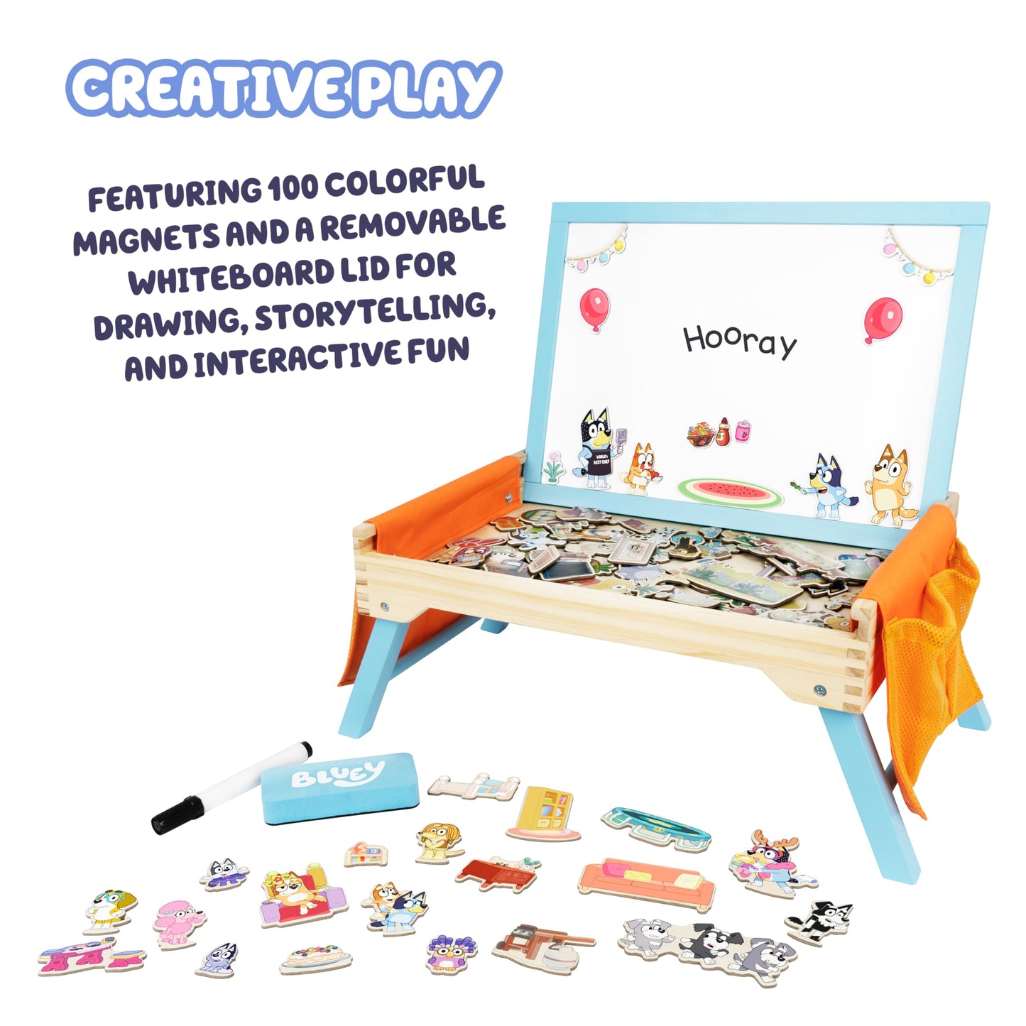 Bluey Creation Station – 100 Piece Wooden Creation Station Ideal for Coloring and Drawing – FSC Certified for Children 3 Years and Up