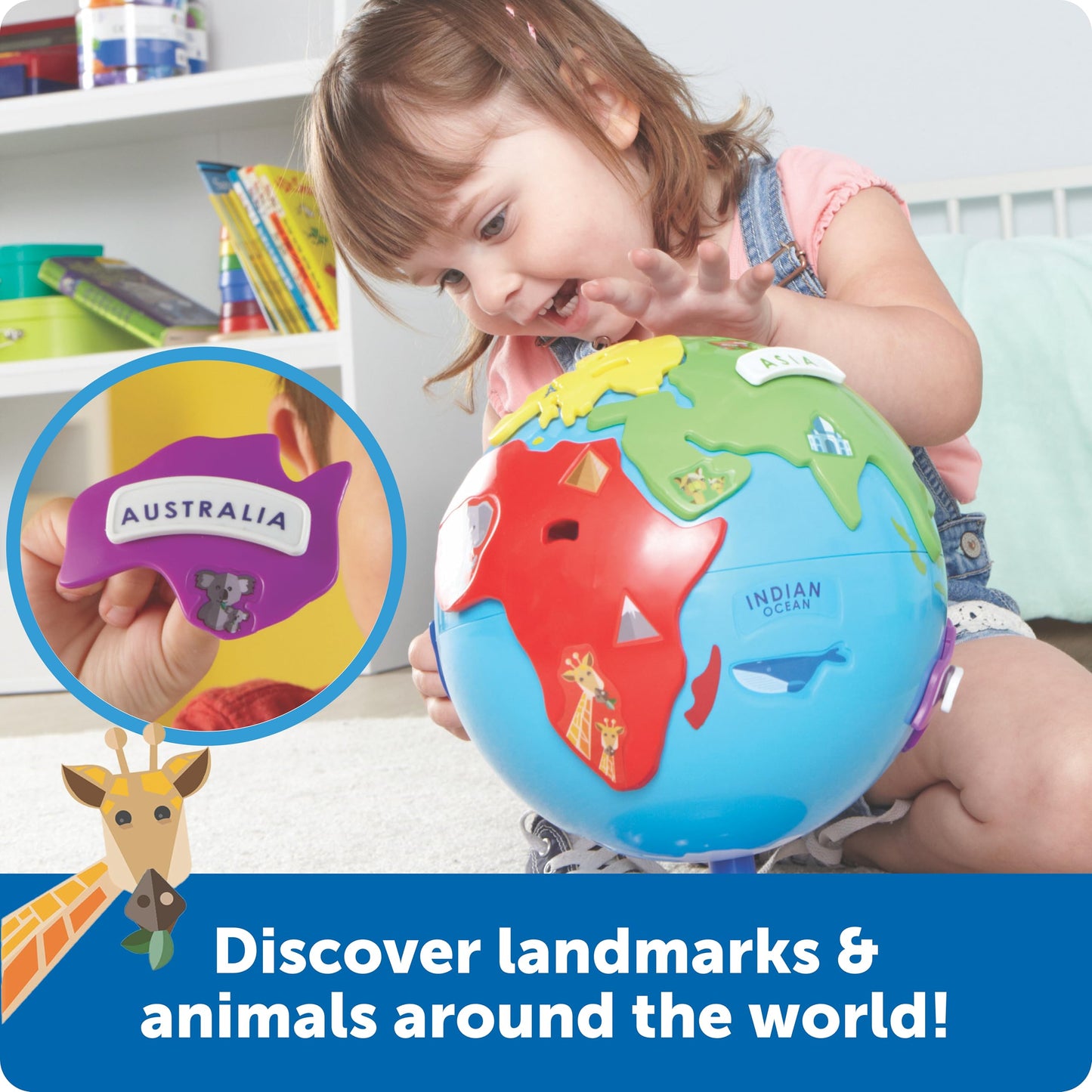 Learning Resources Puzzle Globe, 3-D Geography Puzzle, Educational Toys for Kids, Fine Motor Toys, Earth Toys, 14 Pieces, Ages 3+