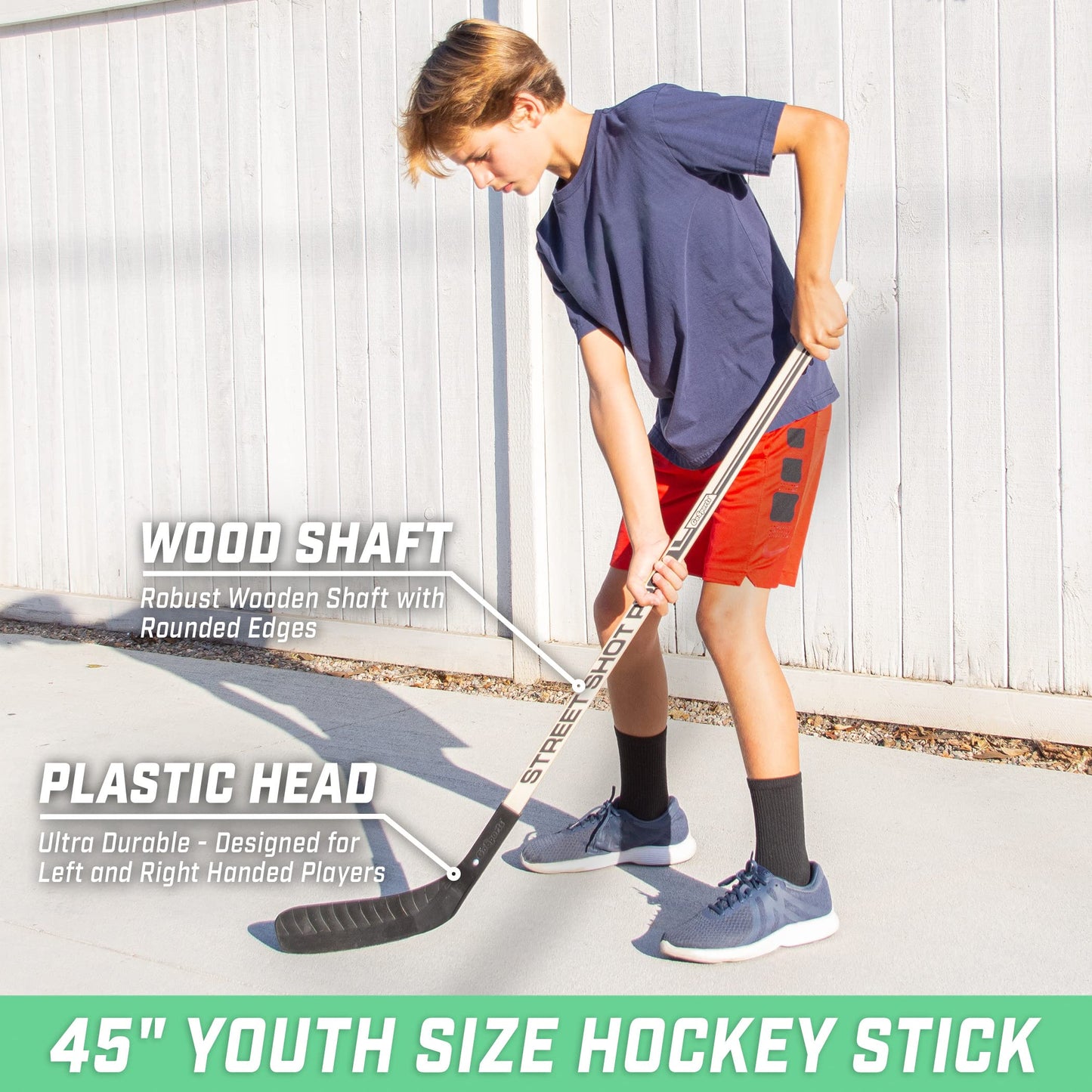 GoSports Street Hockey, Choose Between Street Hockey Goal Set with Sticks, or Street Hockey Sticks (2 Pack)