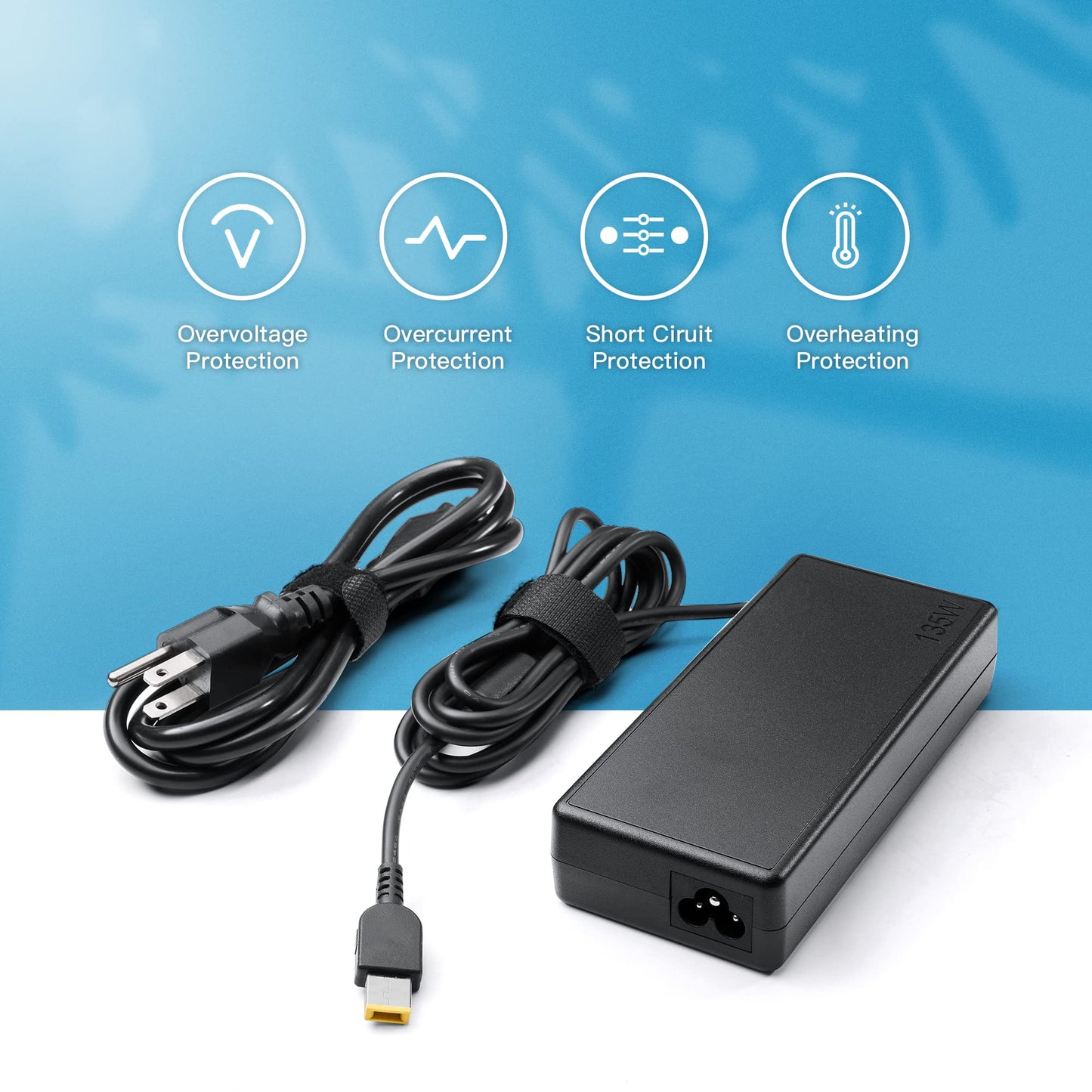 135W Laptop Charger for Lenovo Thinkpad 135W AC Adapter Slim Tip 4X20E50558