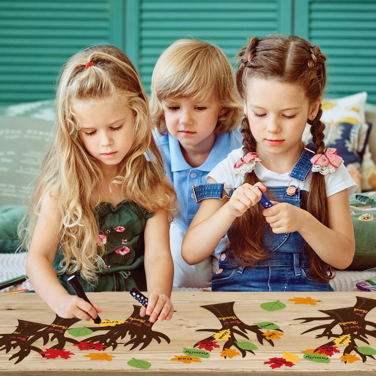 Haooryx 24 Pack Tree of Thanks Make Your Own Thanksgiving Tree Hanging Ornament, DIY Fall Craft Kit for Kids Classroom Autumn Thankful Art Project Activity Party Home Decoration