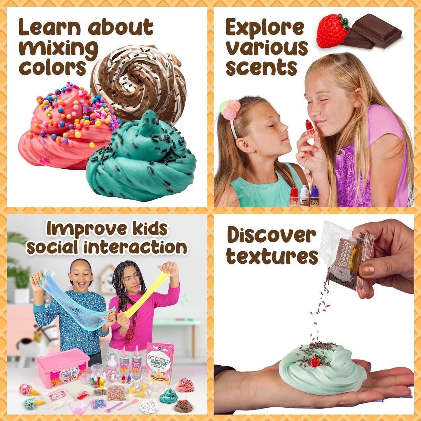 Original Stationery Ice Cream Slime Kit for Girls, Amazing Ice Cream Slime Making Kit to Make Butter Cloud & Foam Slimes, Fun Gift Idea for Birthdays