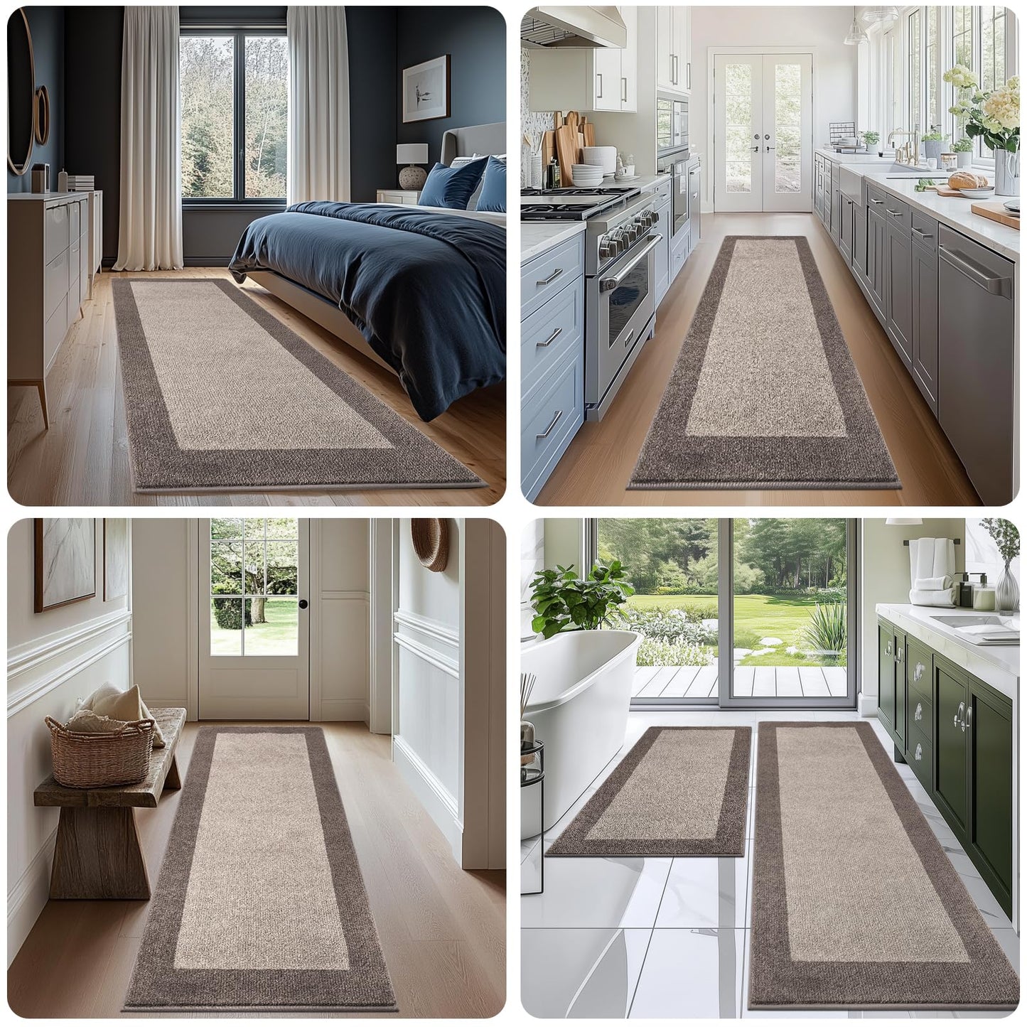 DOMUSTEX Machine Washable Kitchen Rug 24" x 36", Non Slip Kitchen Mat for Floor, Absorbent Entrance Throw Rug for Bedroom, Hallway, Bathroom, Door