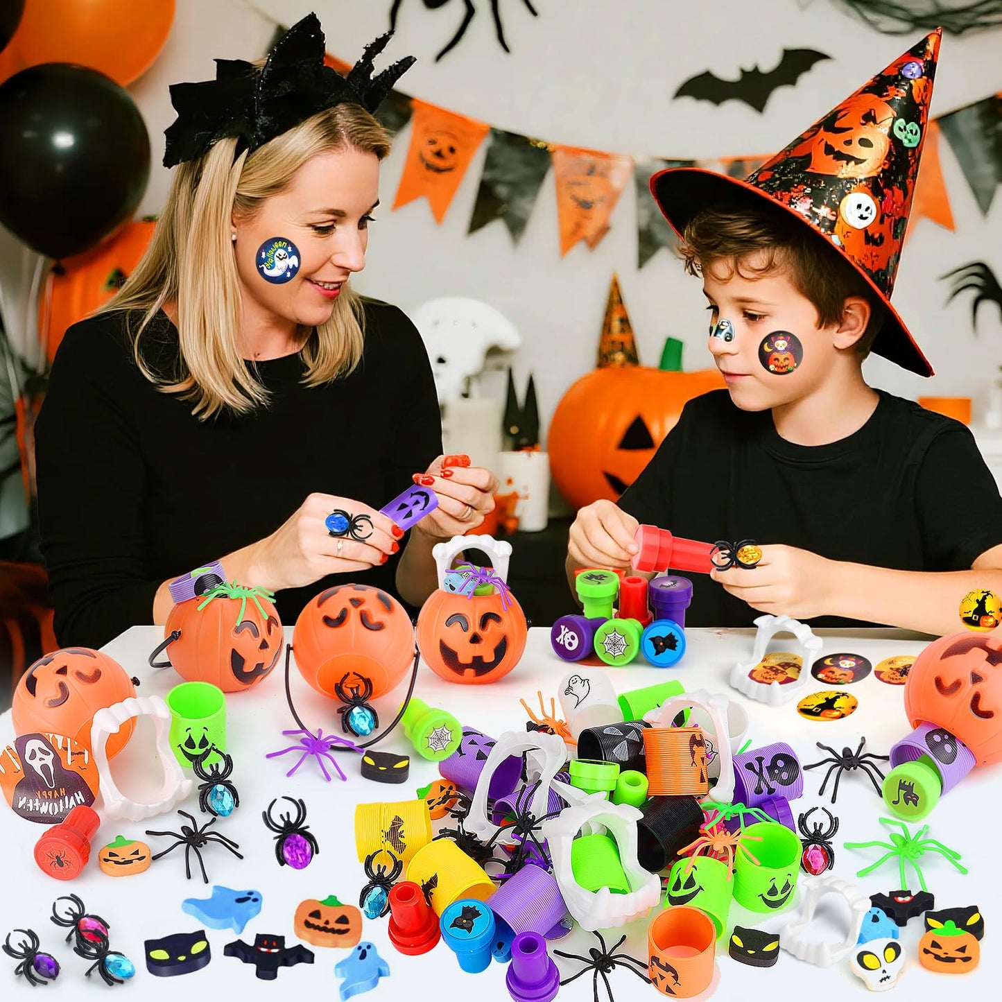 Tiaxidex 288PCS Halloween Party Favors - Prefilled Mini Plastic Pumpkin Cauldrons with Halloween Toys & Goodies | Kids & Adults Trick or Treat Gifts for Classroom, Home & Carnival