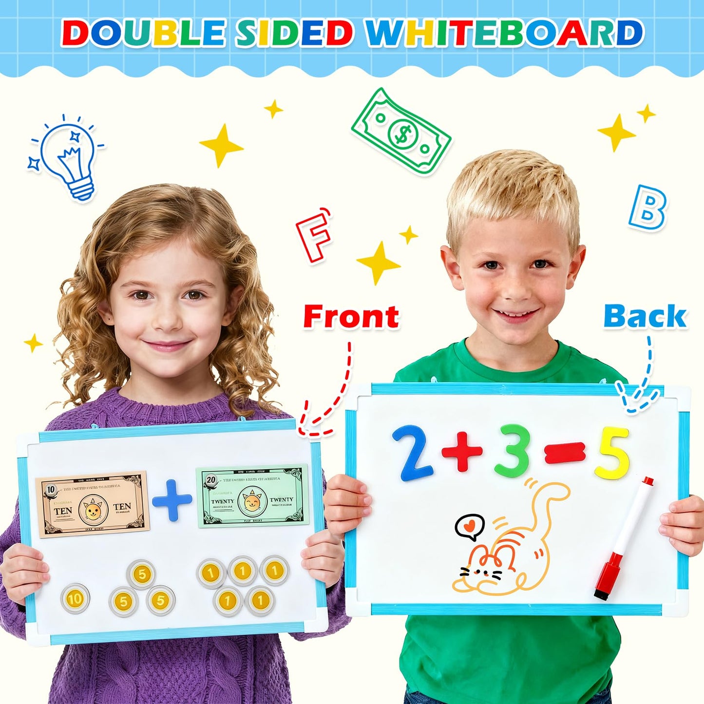 Gifts2U - Pretend Teacher Play Set for Kids, School Toys for Girls and Boys with Teacher Bag, Chalkboard, Play Money, Learning Clock, Educational Posters and