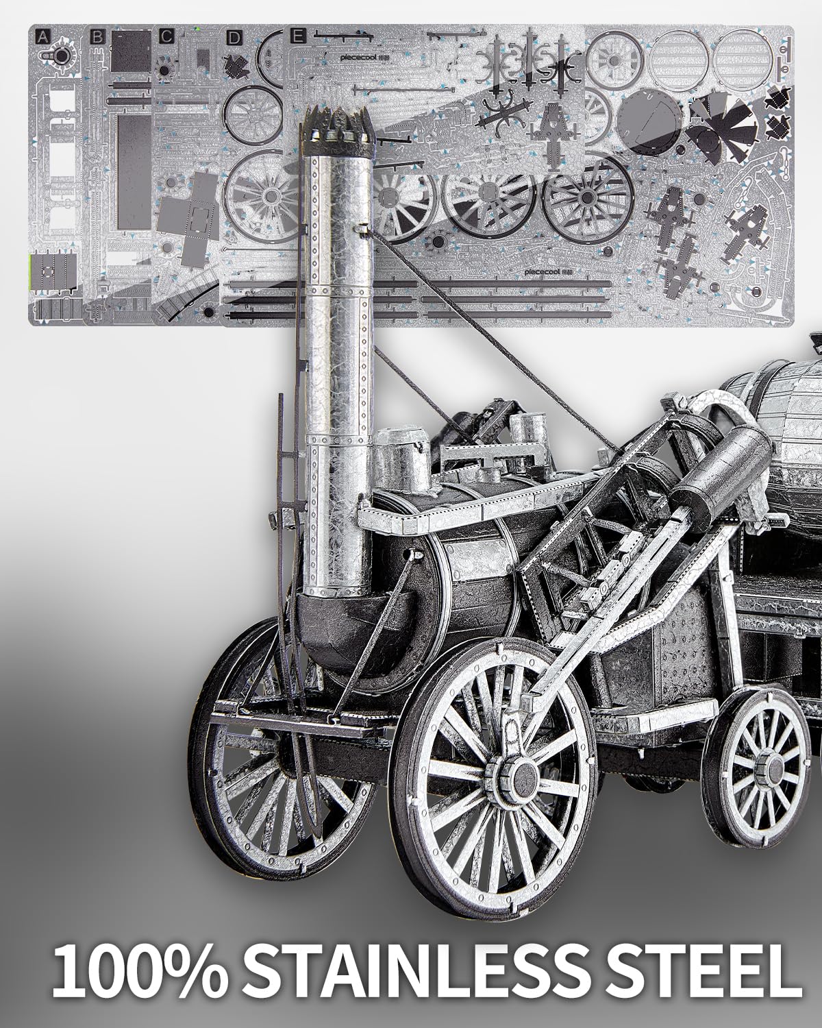 Piececool 3D Metal Puzzles for Adults, Rocket Steam Locomotive Model Kits DIY Steam Train Metal Building Kit Crafts for Adults Hobbies Home Decoration Best Gifts