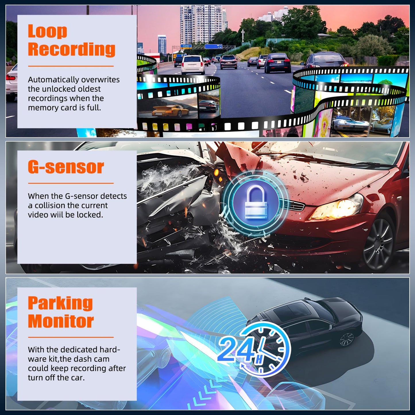 9.66" Mirror Dash Cam,1080P Touchscreen Rear View Mirror Front and Rear View Dual Cameras,Super Night Vision,G-Sensor,Loop Recording,Parking Assistance,24H Parking Monitor,HD Waterproof Backup Camera