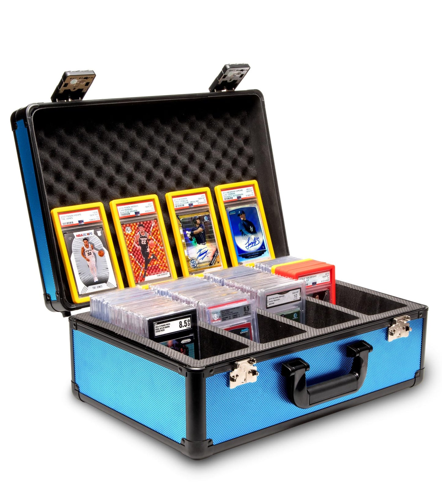 SLAB ARMOR FUSION 4 Row Graded Card Storage Box PSA Card Slab Case For Graded cards Holds 160+ Slabs Graded Card Case PSA Slab Box Graded Card Storage Sports Baseball Card Collector Gifts (ROYAL BLUE)