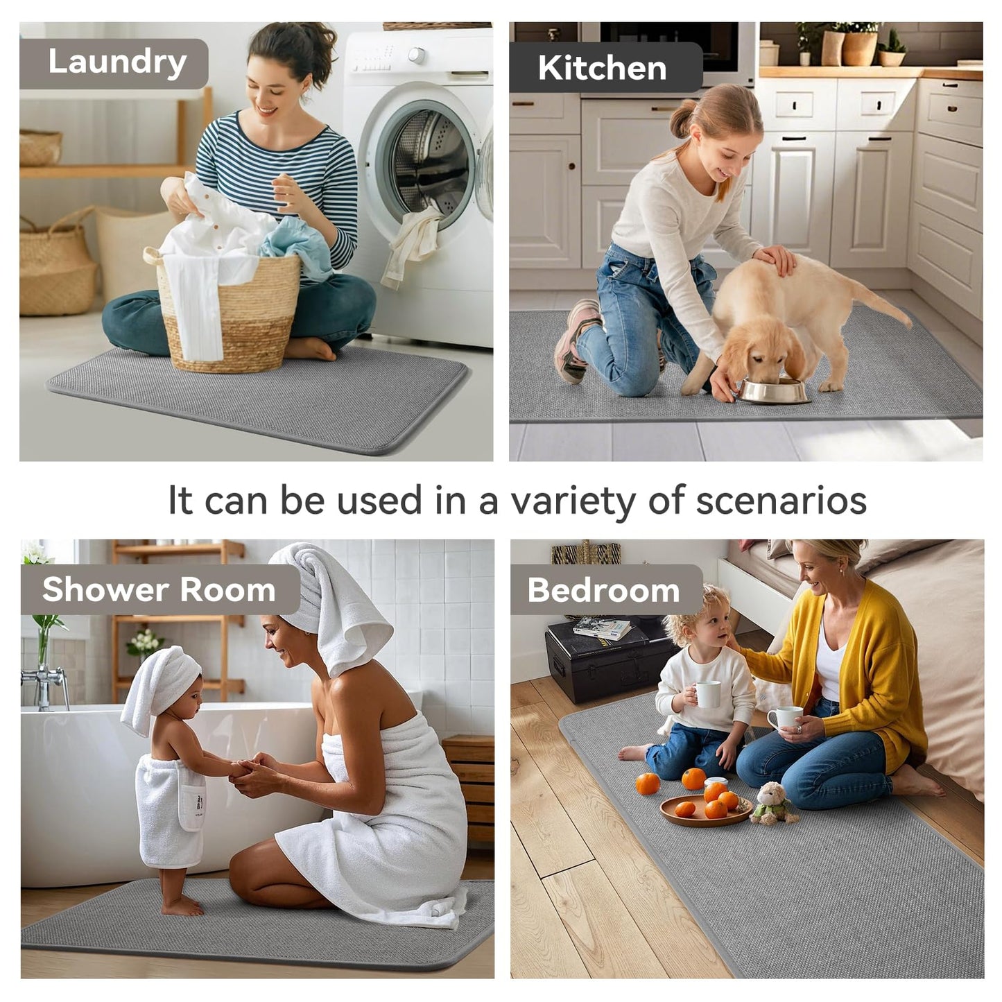 YDKGL Kitchen Mat Set of 2 PCS, Anti Fatigue Kitchen Mats for Floor, Linen-Look Woven Absorbent Kitchen Runner Rugs Non Slip Washable Comfort Standing Mats for Kitchen, Front of Sink