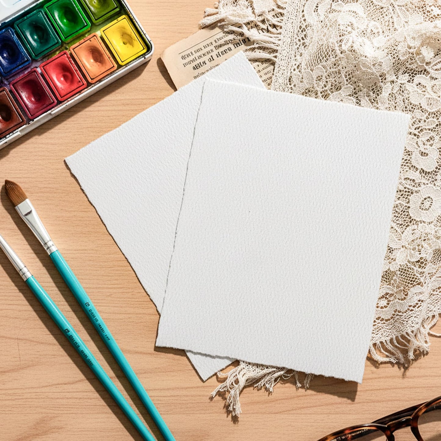 100 Sheets Deckled Edge Paper 8.5x11 inches, 160 GSM Handmade Paper, Rough/Textured Watercolor Paper for Wedding Invitations, Greeting Cards, Handmade Crafts