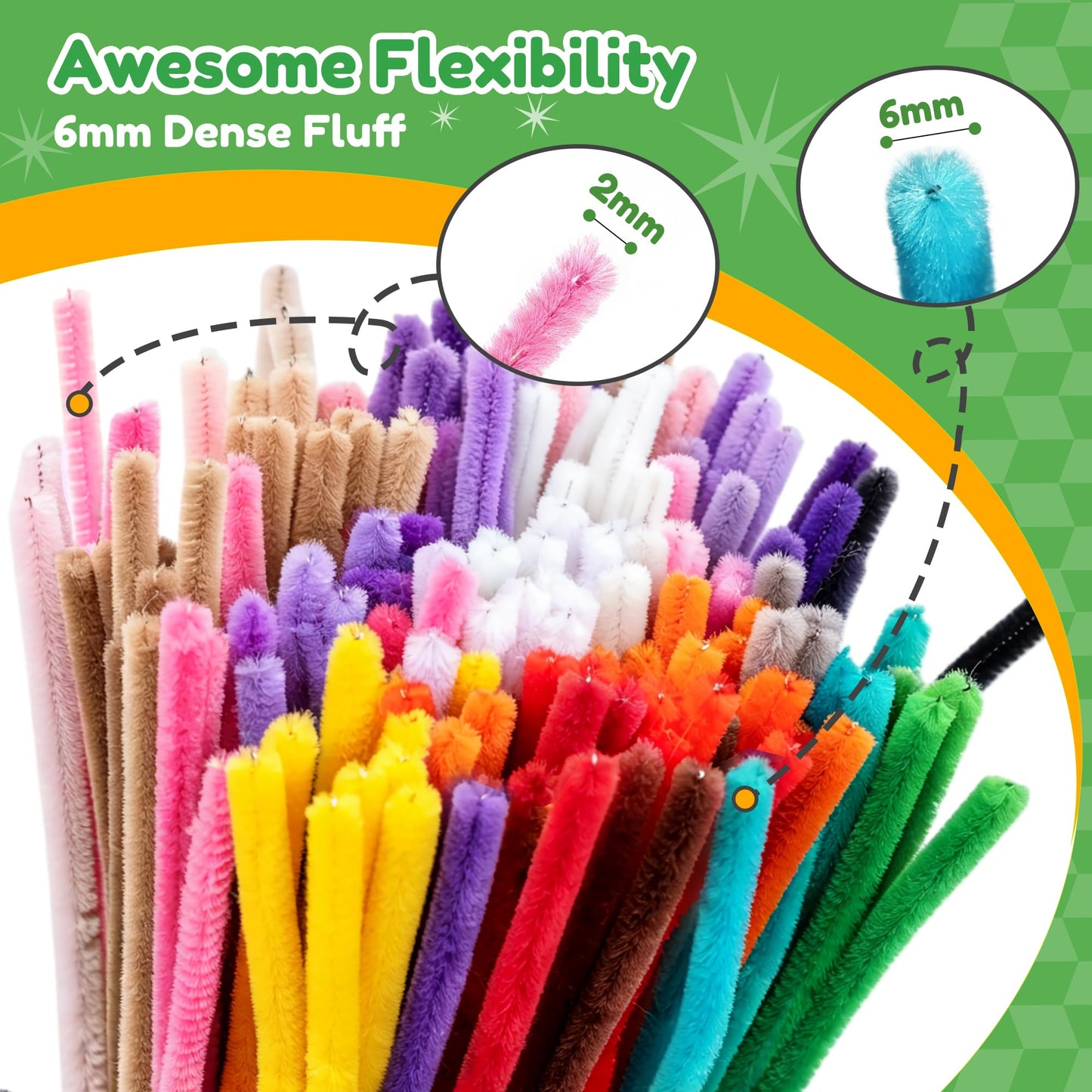 POMBUDS 1300 pcs Pipe Cleaners Crafts kit, 13 Colors, Potted Plants