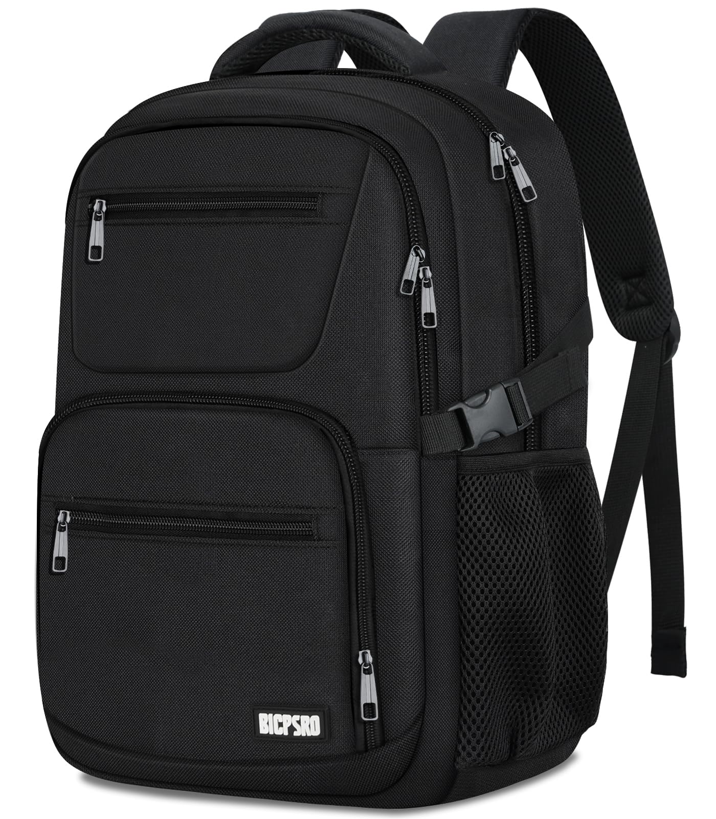 BICPSRO Backpack for Men Women, School Backpack for Boys Girls Teens, Work Business College Backpacks with Reinforced Straps, Black Student Bookbag Fits 17.3 Inch Laptop with Reinforced Straps, Gifts
