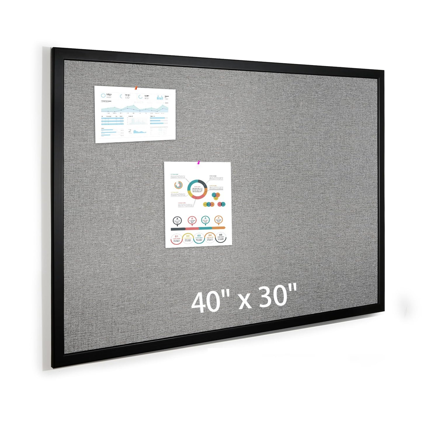 VEIZXUN Bulletin Board 40 x 30 Inch, Cork Board for Walls, Wood Framed Bulletin Boards with Grey Canvas, Wall Mounted Corkboard for Office School Home Decorative