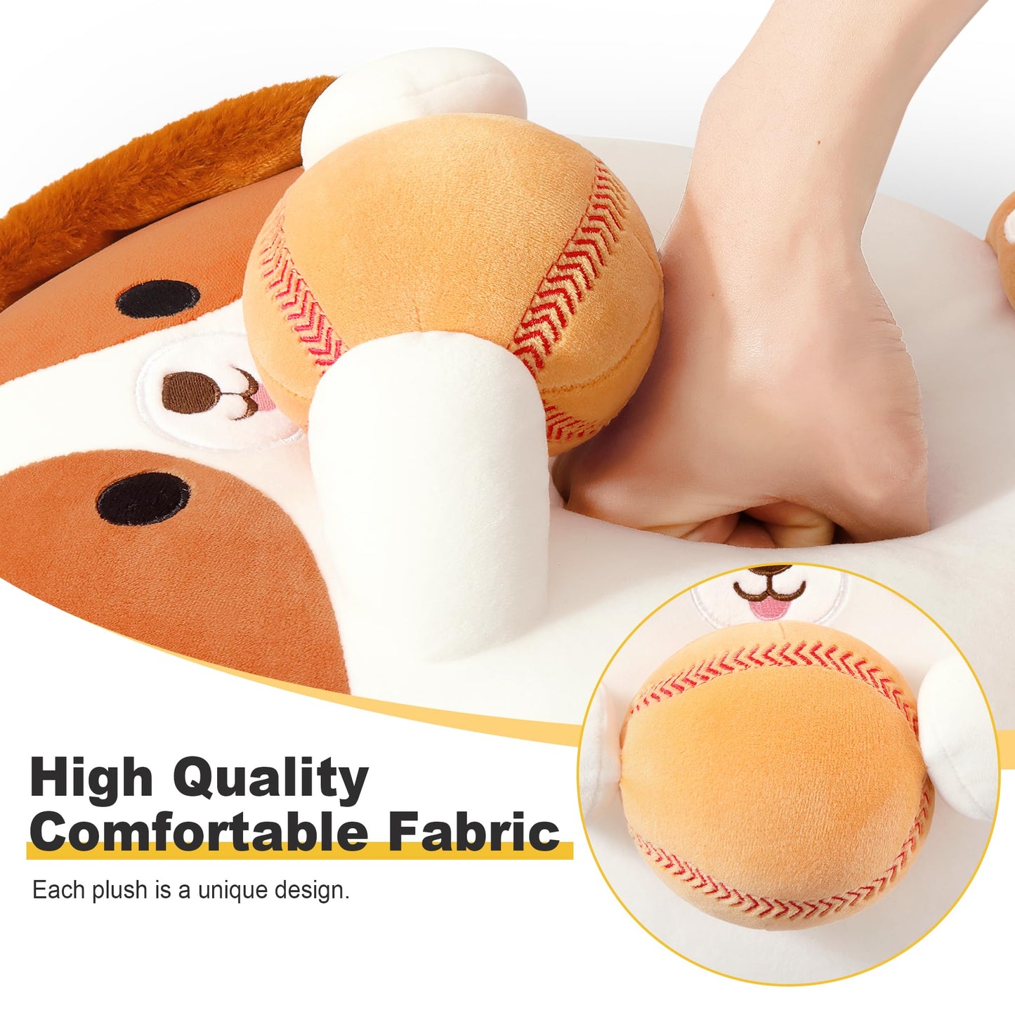 Onsoyours Original Beagle Dog Stuffed Animal with Baseball - 12 inch Soft Sport Puppy Plush Toy, Cute Plushies for Kids & Adults Brown