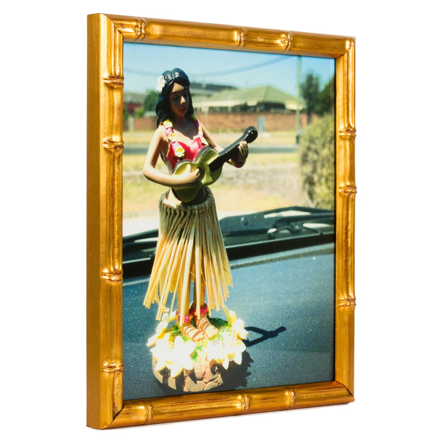 Craig Frames Faux Bamboo, 11x14 Picture Frame Matted for an 8x10 Photo, Vintage Gold