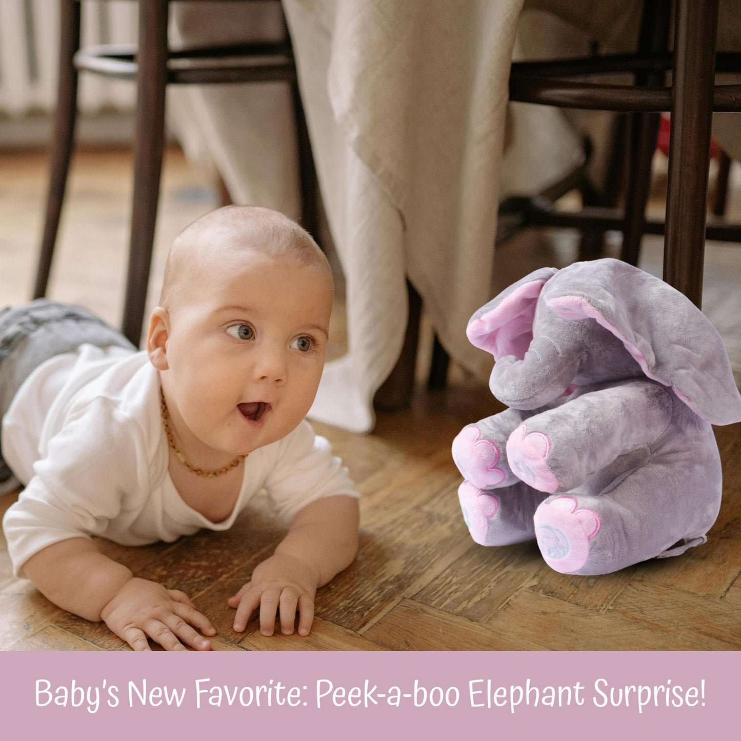 Dimple Kaia Peek A Boo Elephant Toy, Interactive Singing Stuffed Elephant Plush with Moving Ears, Musical Stuffed Animal for Babies and Toddlers, Adorable Elephant Baby Toy