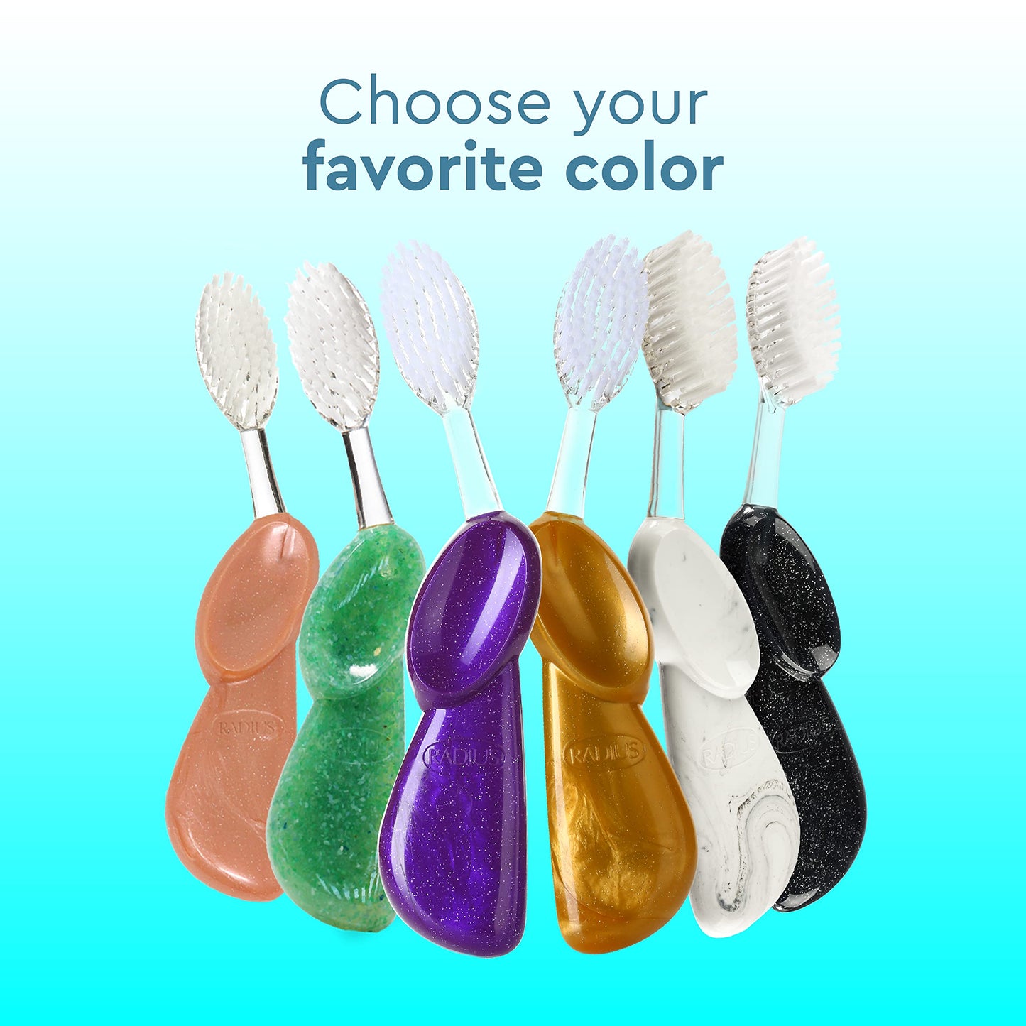 RADIUS Big Brush BPA Free & ADA Accepted Toothbrush Designed to Improve Gum Health & Reduce Gum Issues - Right Hand - Assorted - Pack of 6