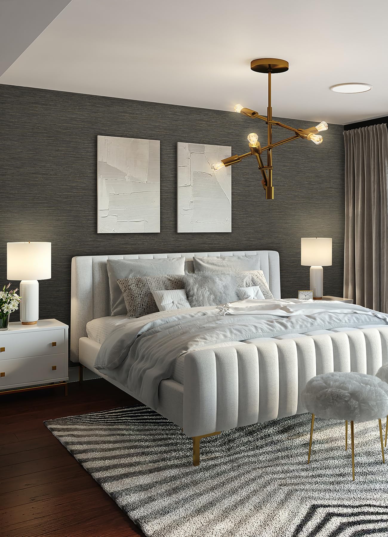 RoomMates Dimensional Grasscloth Peel and Stick Wallpaper, RMK12685PLW