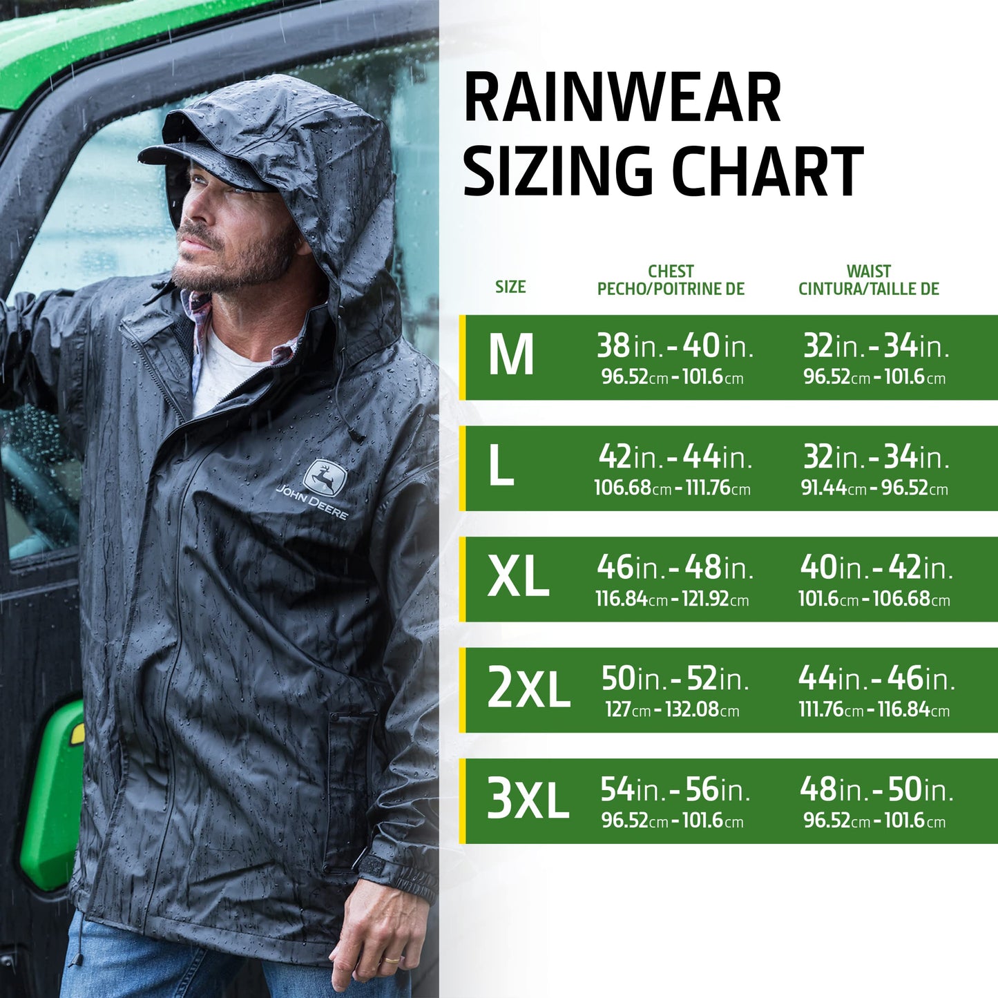 John Deere Unisex's High Visibility Rain Suit, Yellow, L