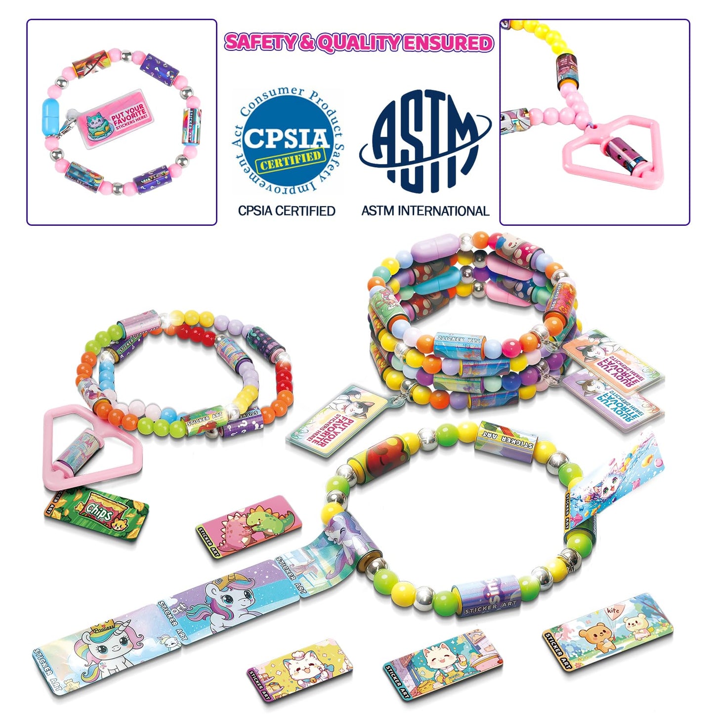 Bracelet Making Kit Girls with 960 Stickers, Scarmat Charm DIY Friendship Bracelet Kit for Kids Ages 5 6 7 8 9 10 11 12 Year Old, Creative Friends Bracelet Arts Crafts Gift 400 Beads Jewelry Making Supplies for Birthday/Easter/Party