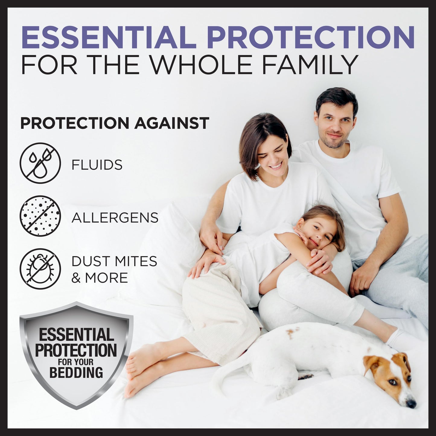 Protect-A-Bed Essential Mattress Pad King, 100% Waterproof, Dust Mite Barrier Mattress Pad, Breathable & Quiet, Antimicrobial, Fits 11"-18" Mattresses