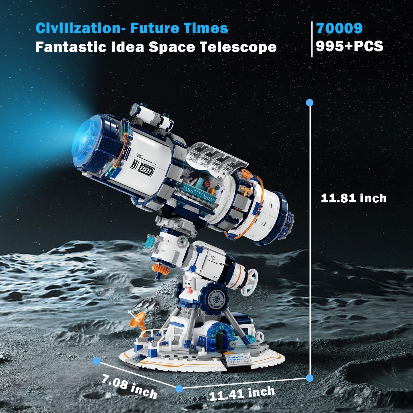 JMBricklayer Space Telescope Building Sets for Adults, Cool Space Planet Building Toys with Lights 70009, Space Exploration Telescope Model Kits for Teens, Ideal Gift for Space Lovers, Kids 8+(995PCS)