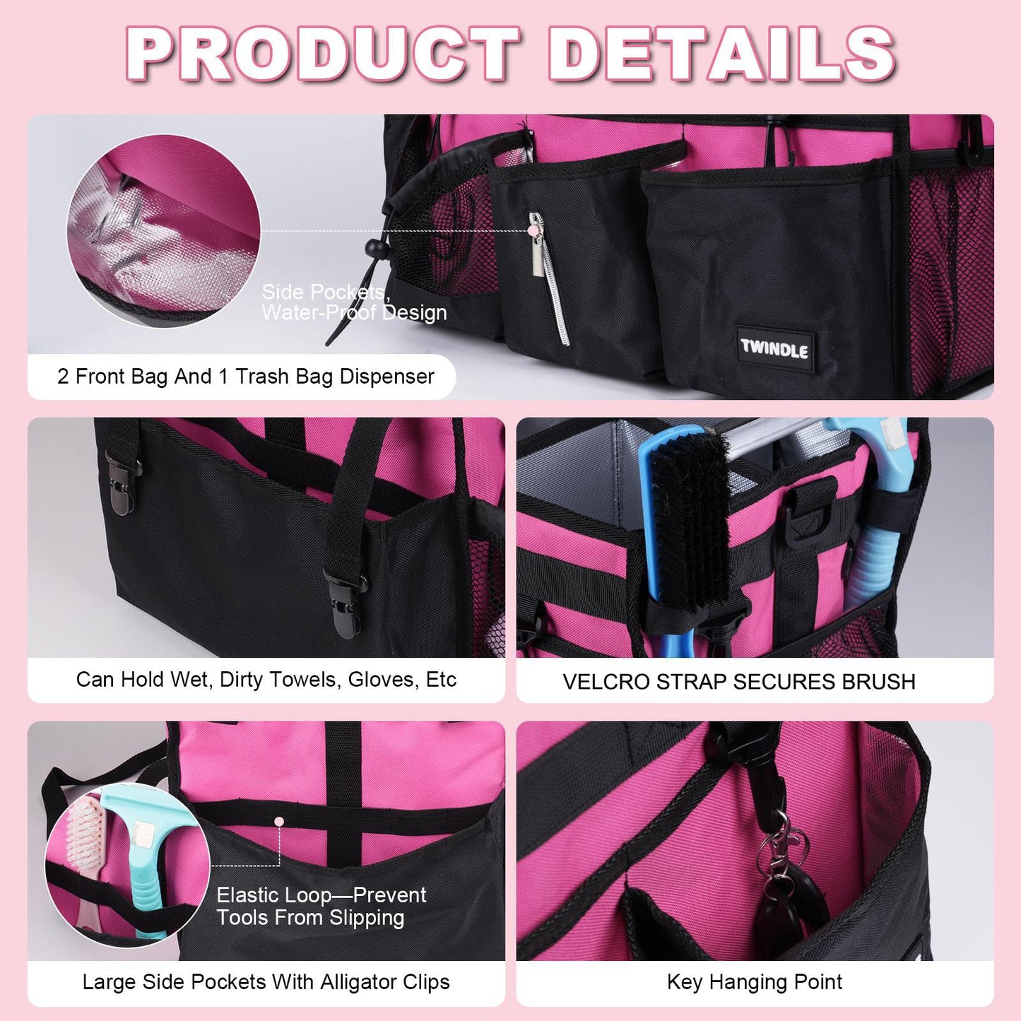 Extra-Large Wearable Cleaning Caddy With Detachable Divider,Cleaning Caddy For Cleaning Supplies Large Cleaning Supply Caddy With Adjustable Shoulder Strap & Waist Belt For Cleaners